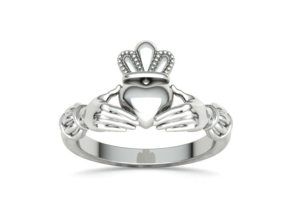Heavy Twotone Claddagh Ring Friendship Heart Ring 3dmodel 3D print model_28