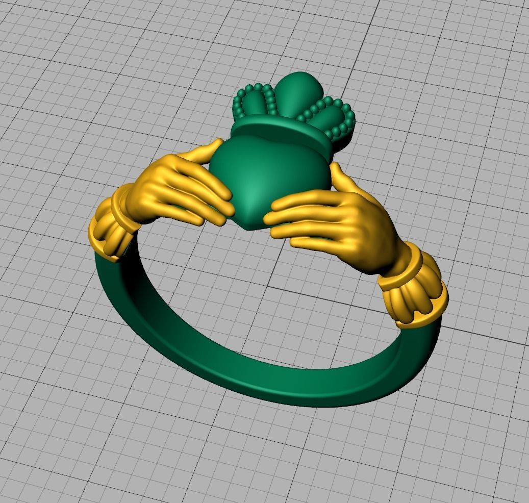 Heavy Twotone Claddagh Ring Friendship Heart Ring 3dmodel 3D print model_20