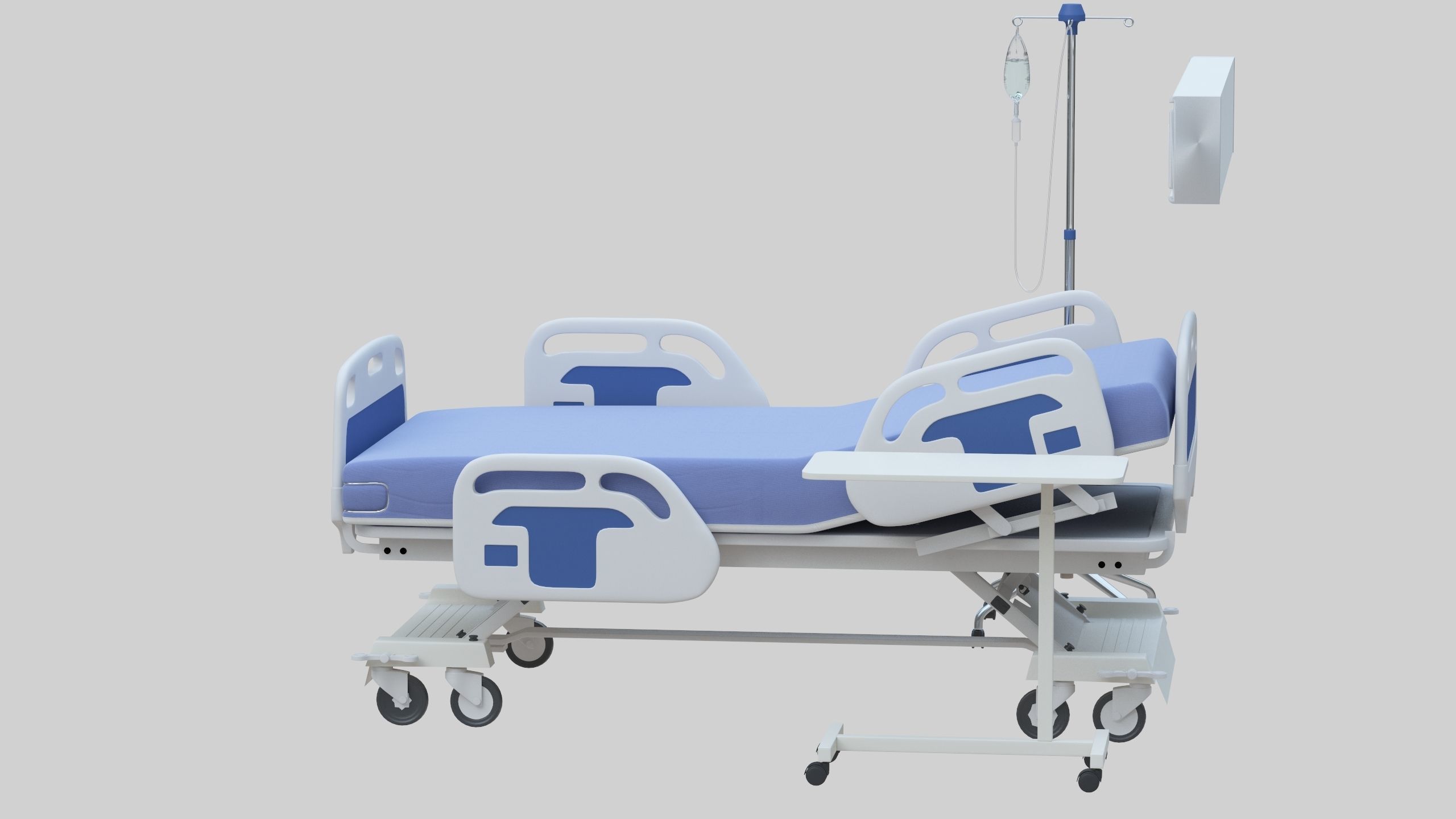Hospital Bed Low-poly 3D model_10