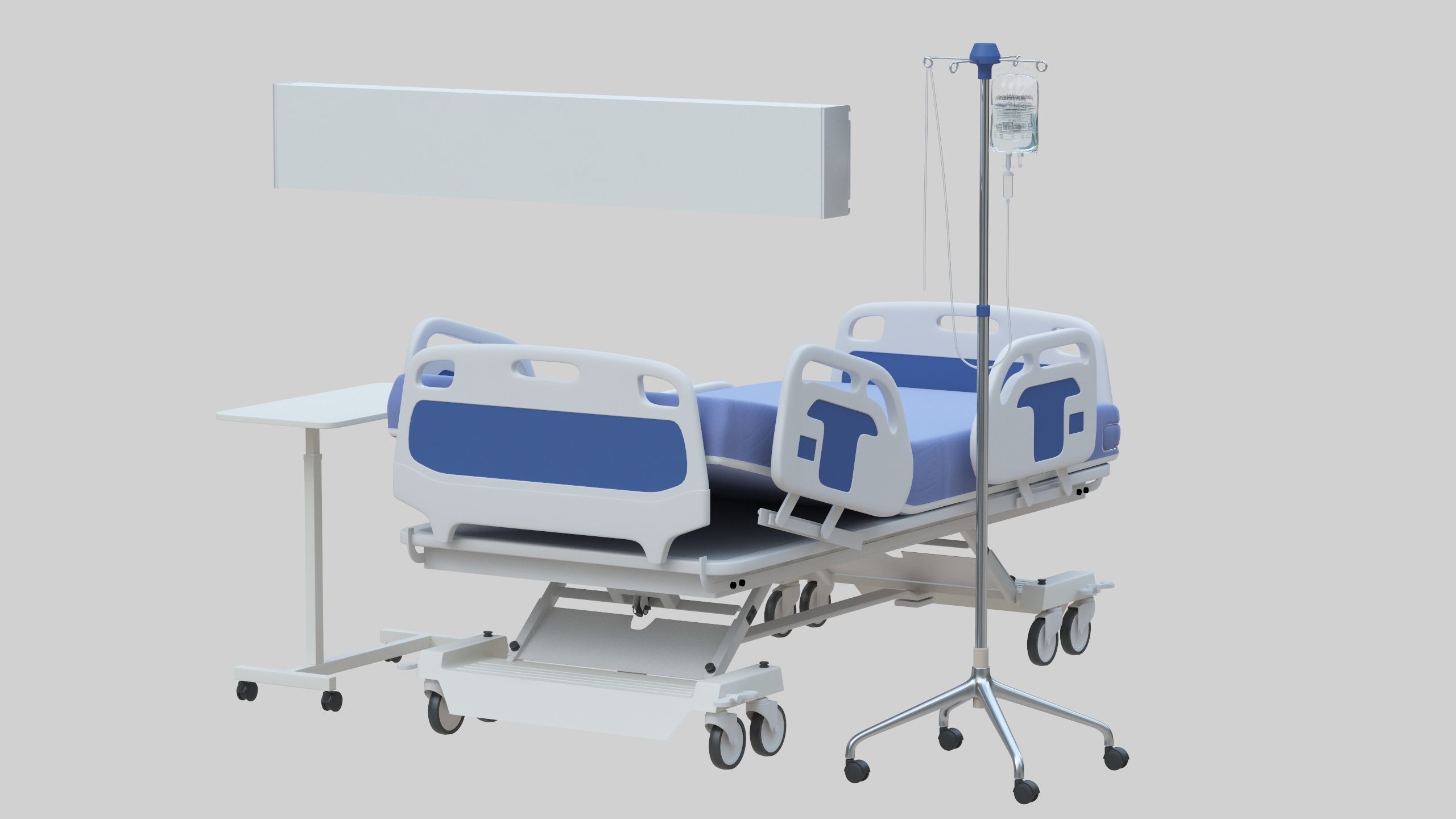 Hospital Bed Low-poly 3D model_11