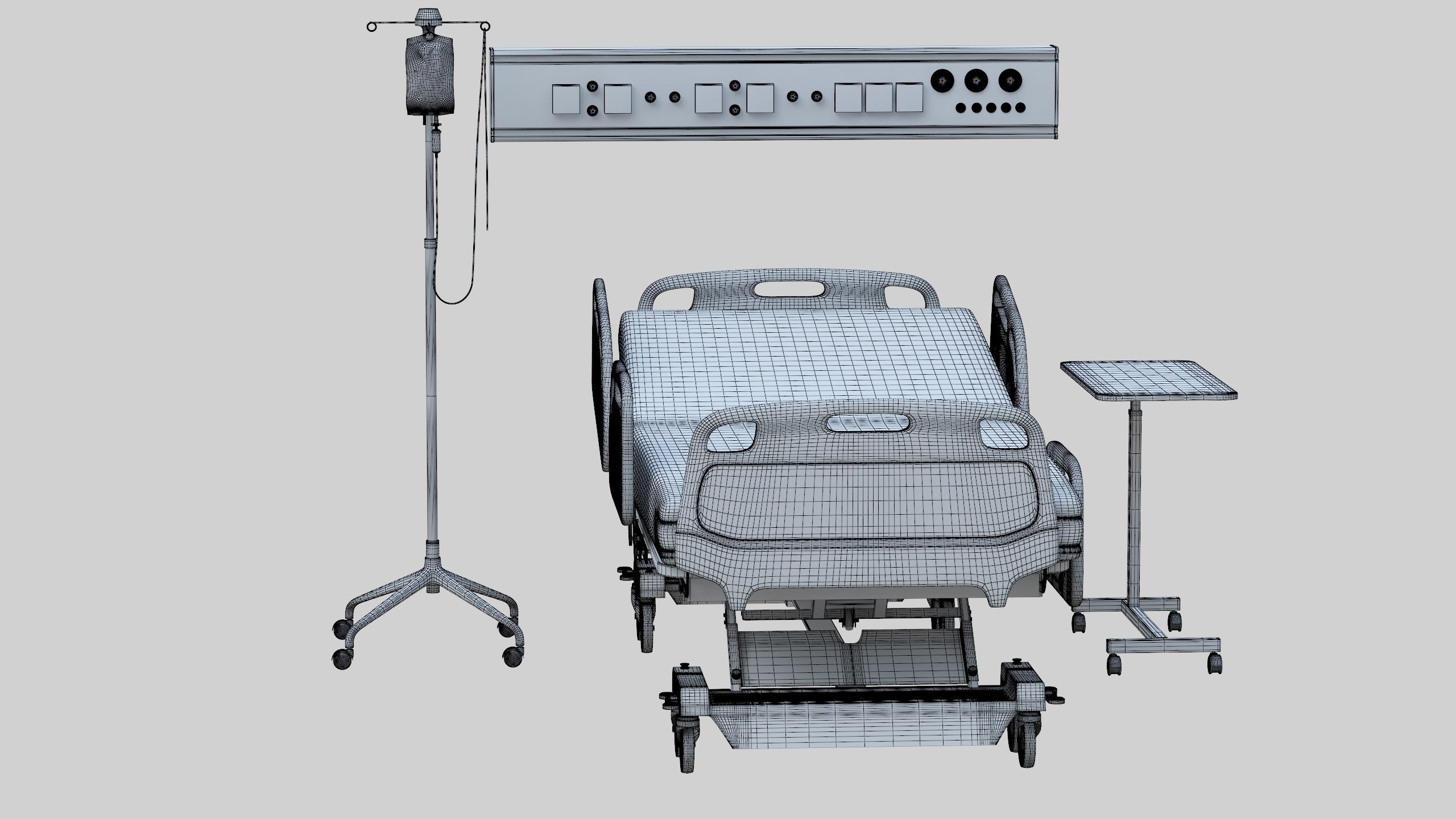 Hospital Bed Low-poly 3D model_28