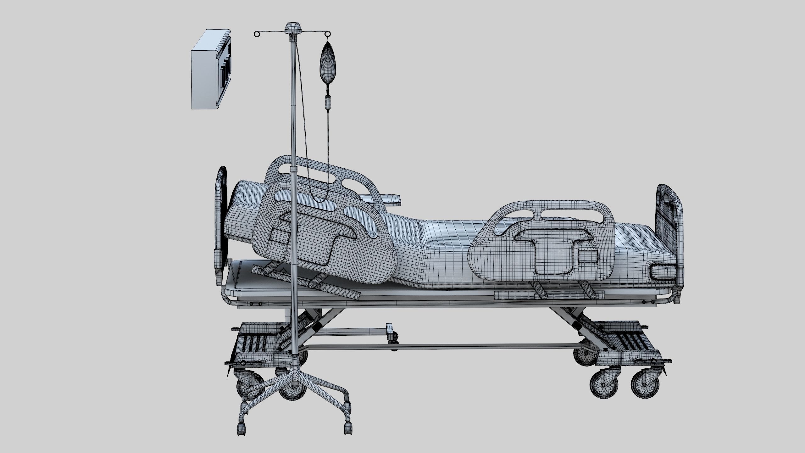 Hospital Bed Low-poly 3D model_30