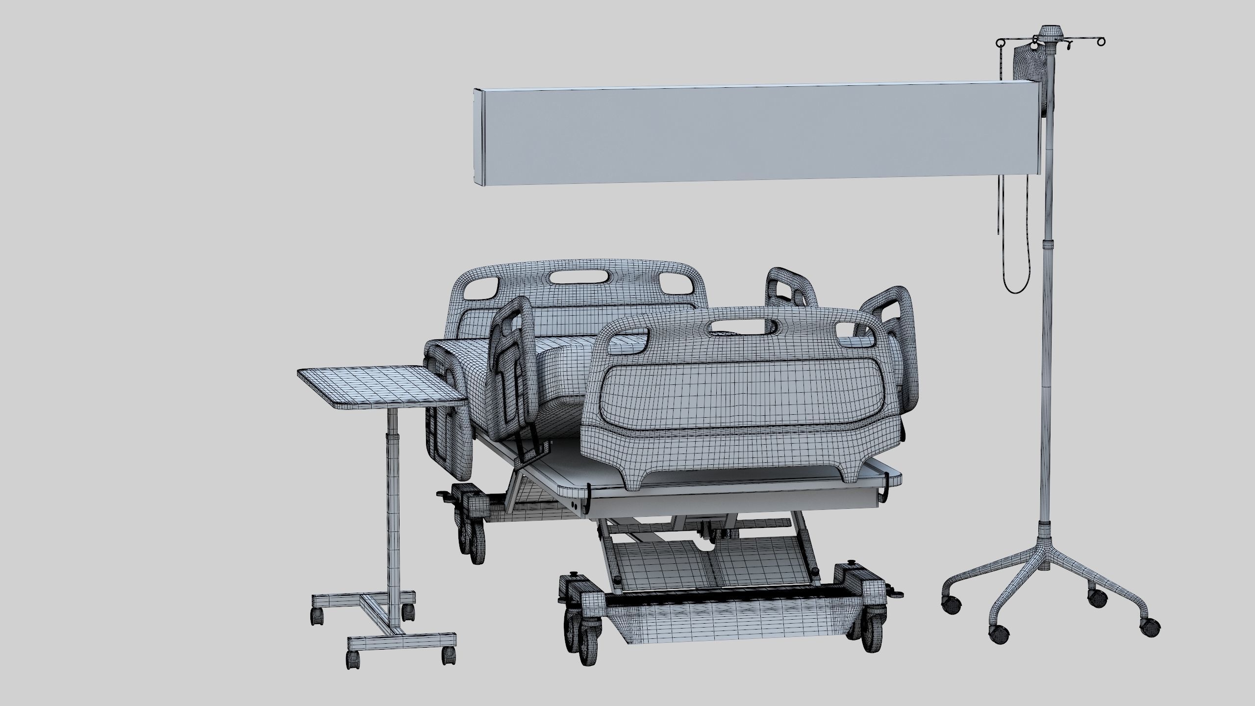 Hospital Bed Low-poly 3D model_26