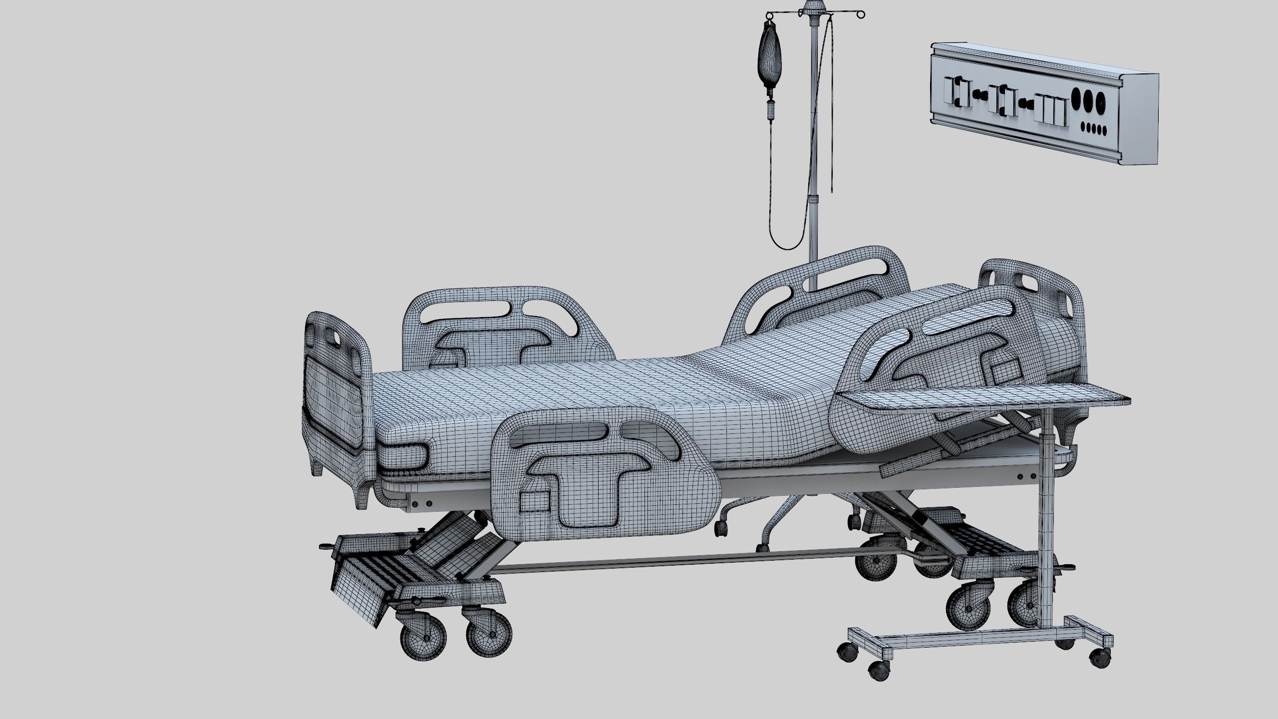 Hospital Bed Low-poly 3D model_44