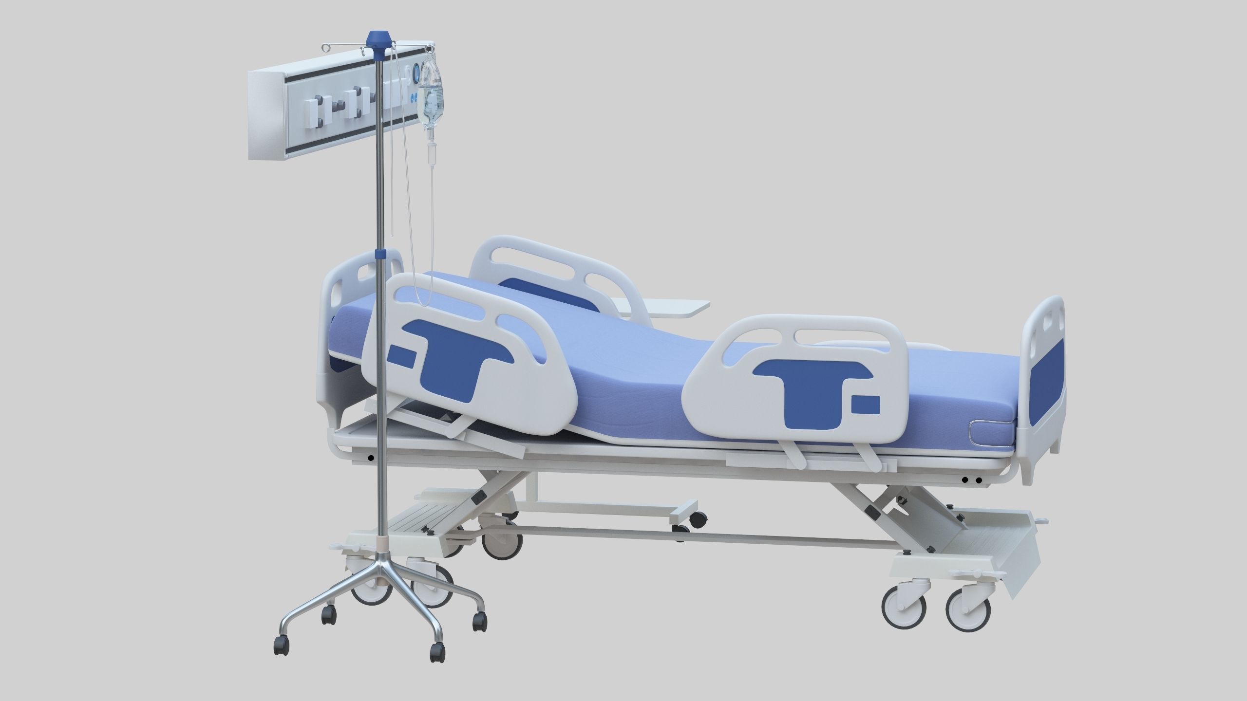Hospital Bed Low-poly 3D model_6