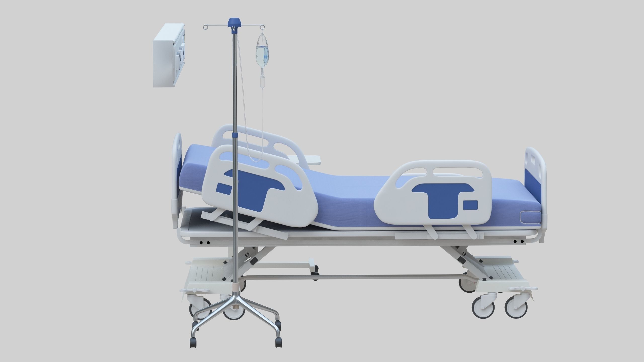 Hospital Bed Low-poly 3D model_8