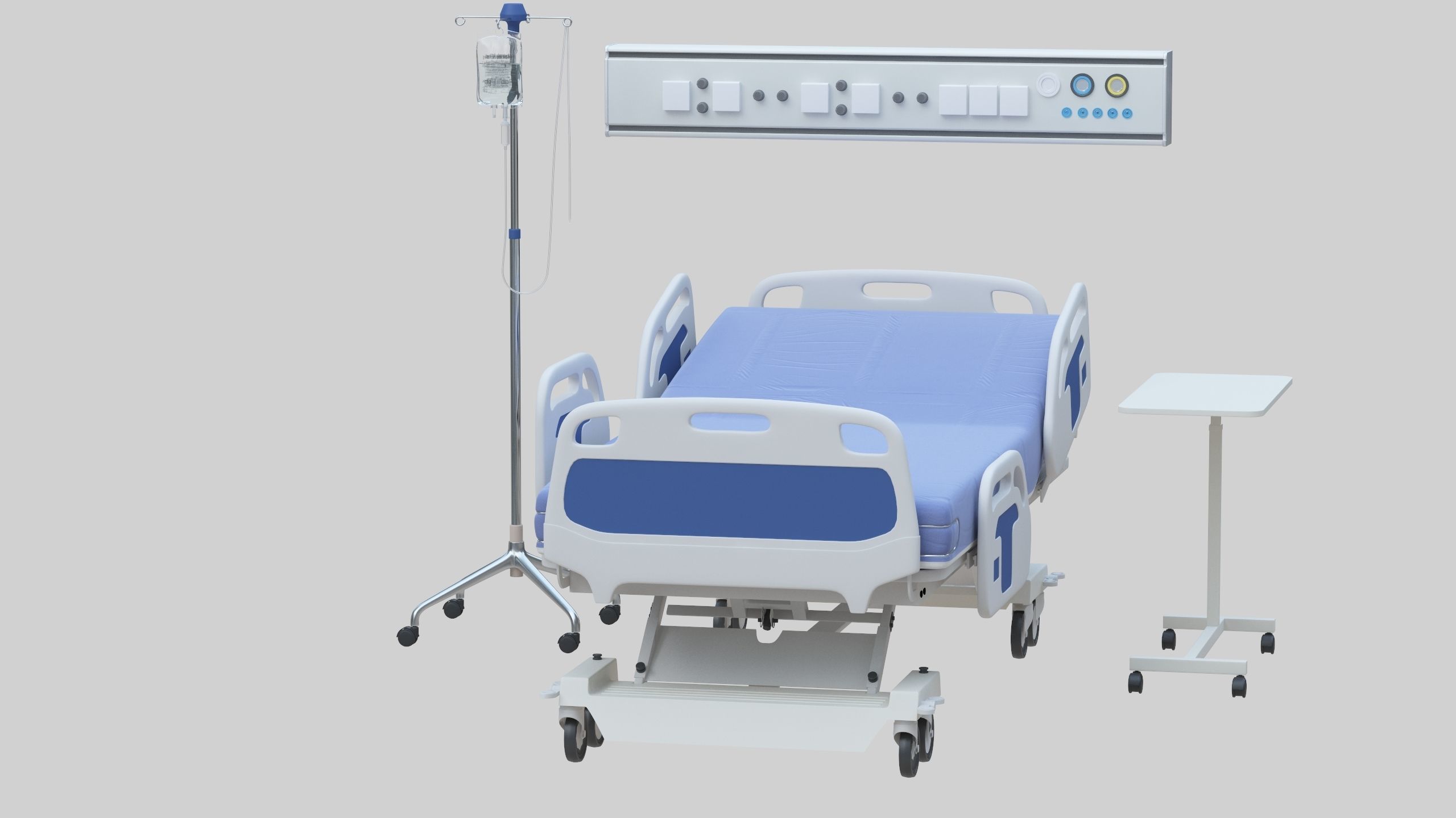 Hospital Bed Low-poly 3D model_9