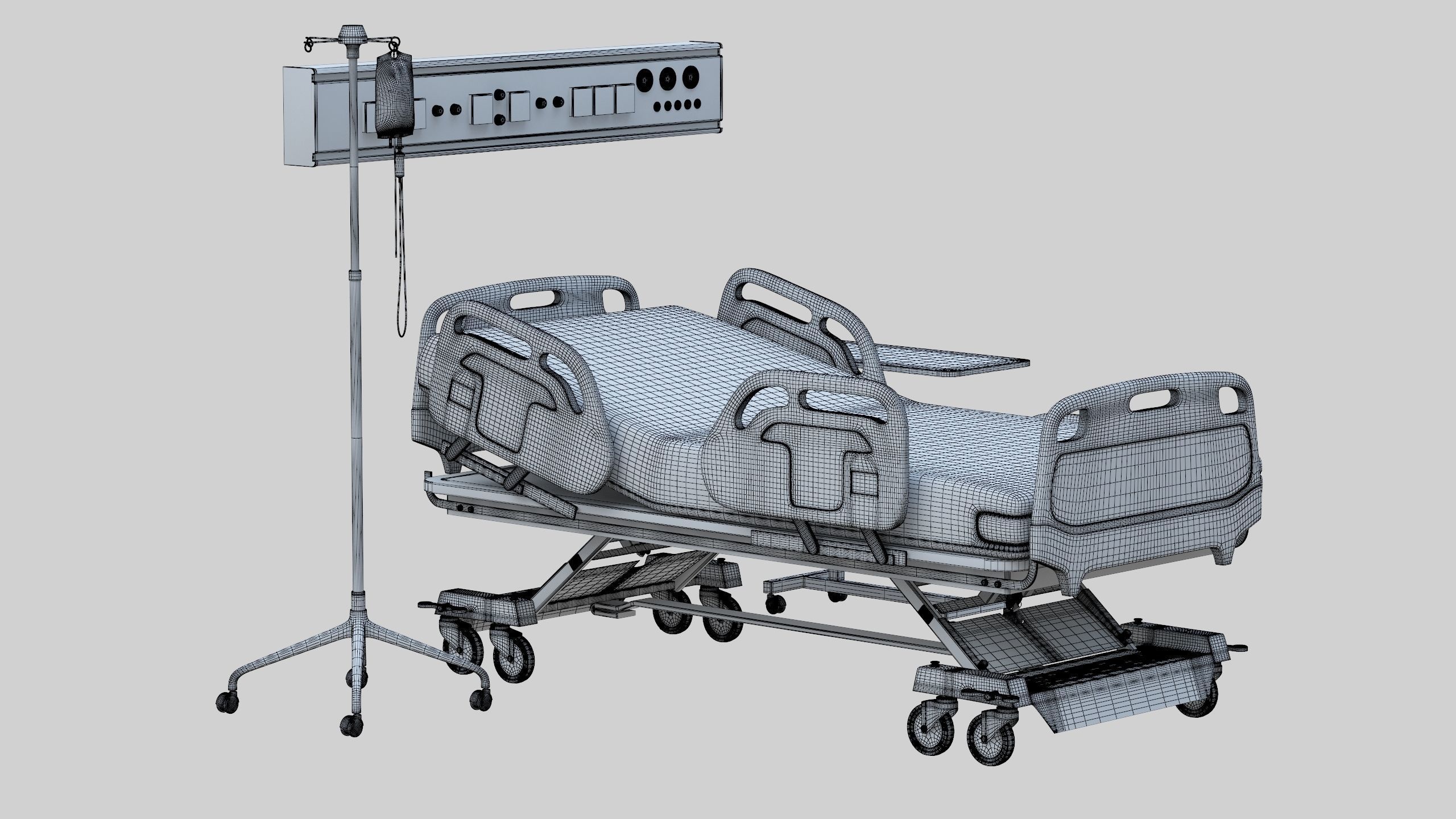 Hospital Bed Low-poly 3D model_38