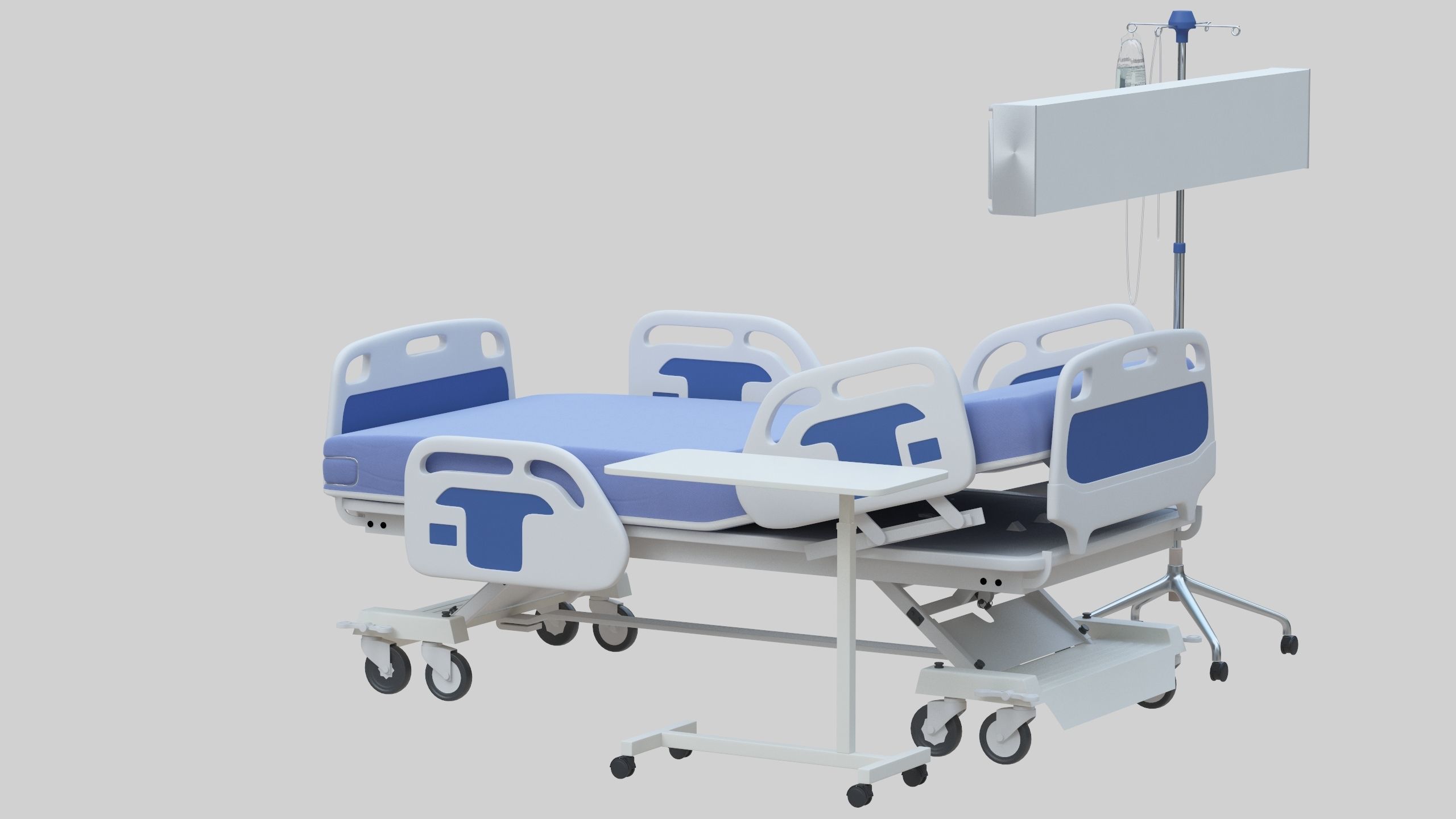 Hospital Bed Low-poly 3D model_16