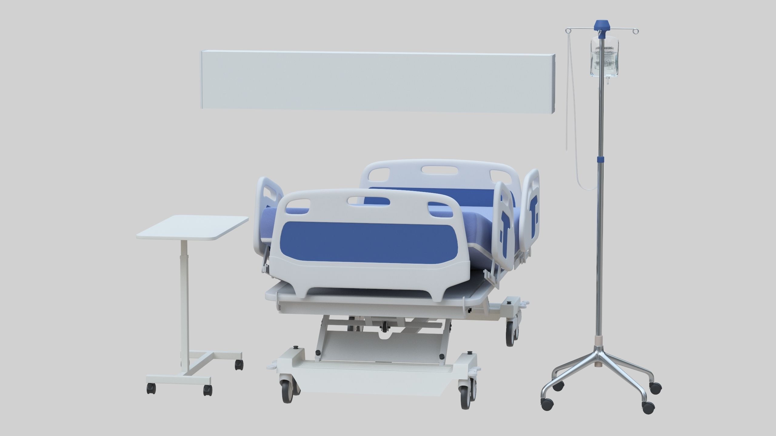 Hospital Bed Low-poly 3D model_3