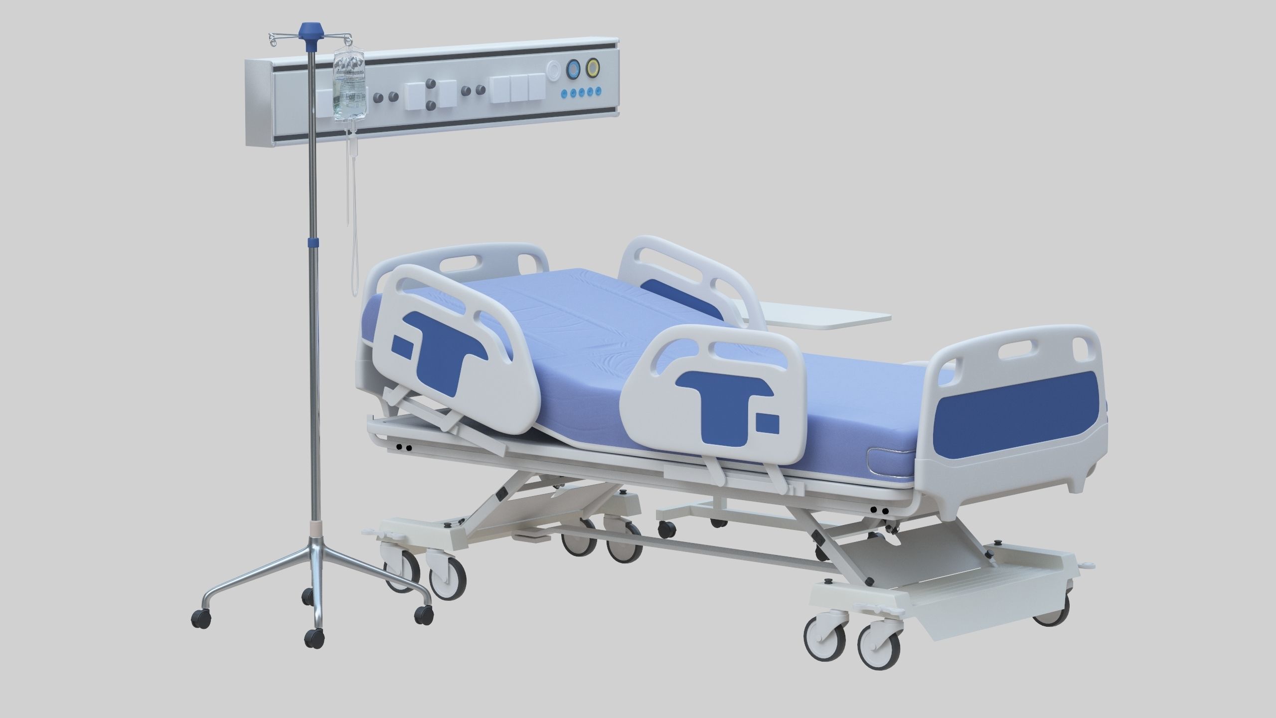 Hospital Bed Low-poly 3D model_25