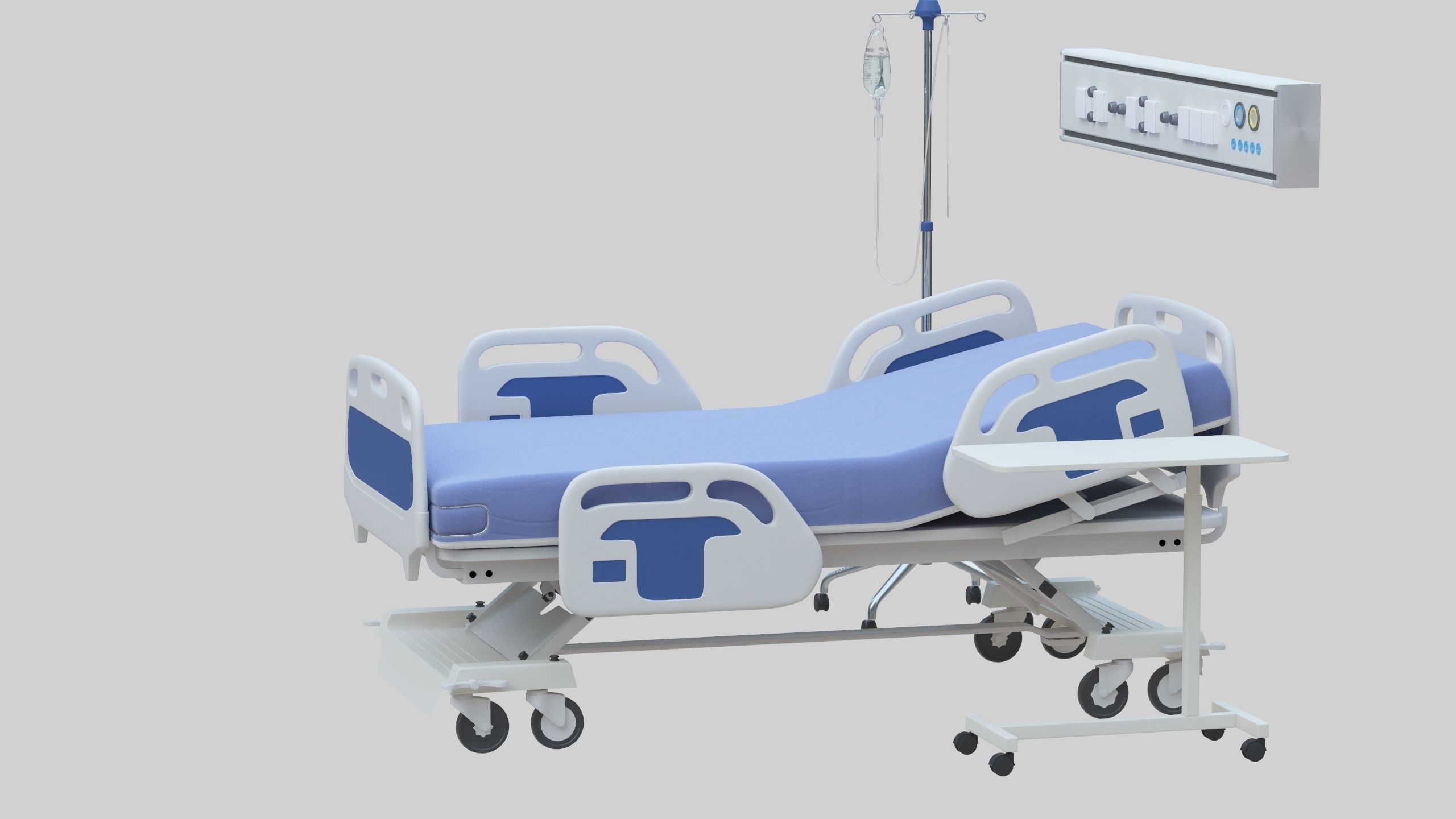 Hospital Bed Low-poly 3D model_18