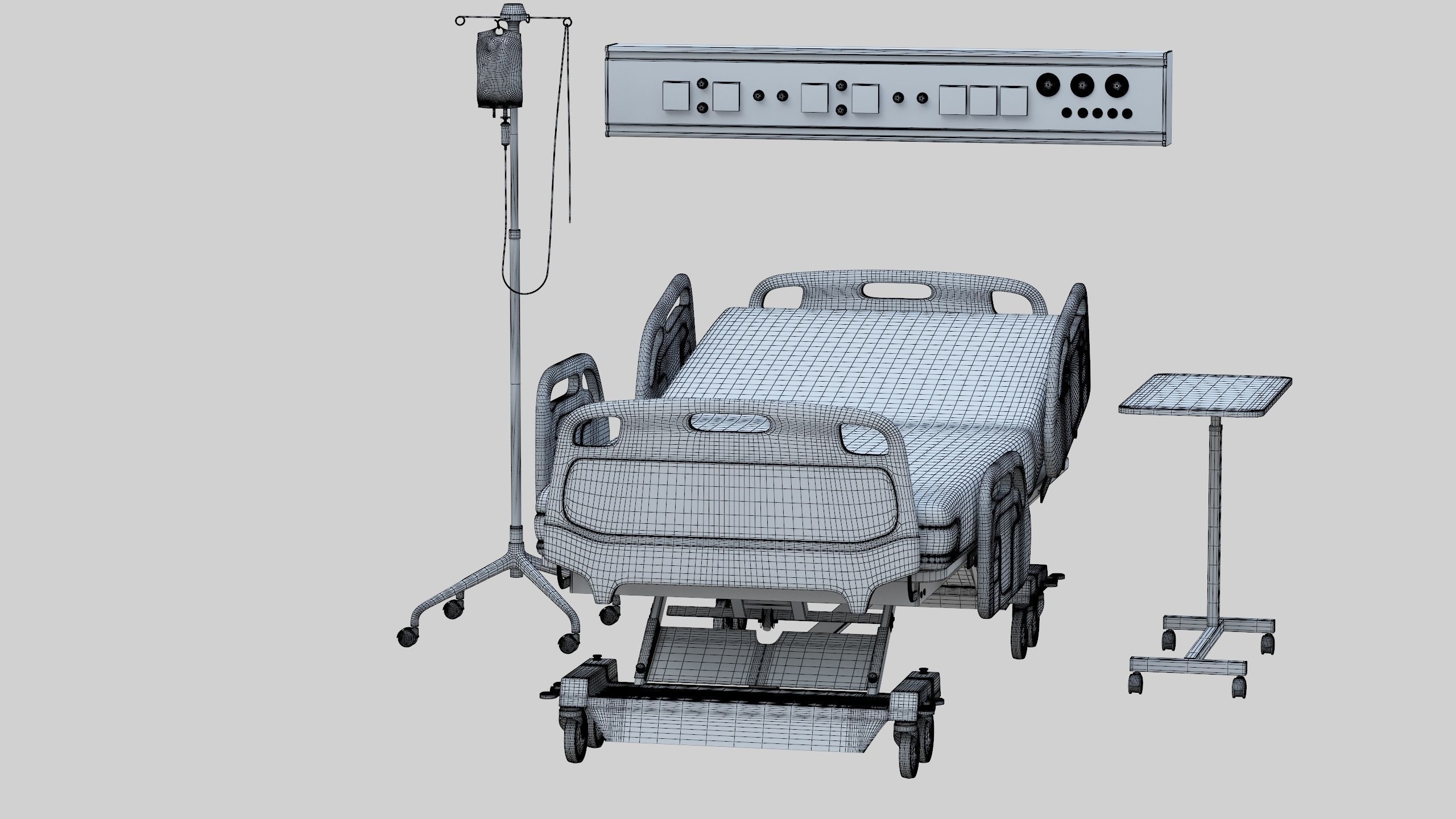 Hospital Bed Low-poly 3D model_33