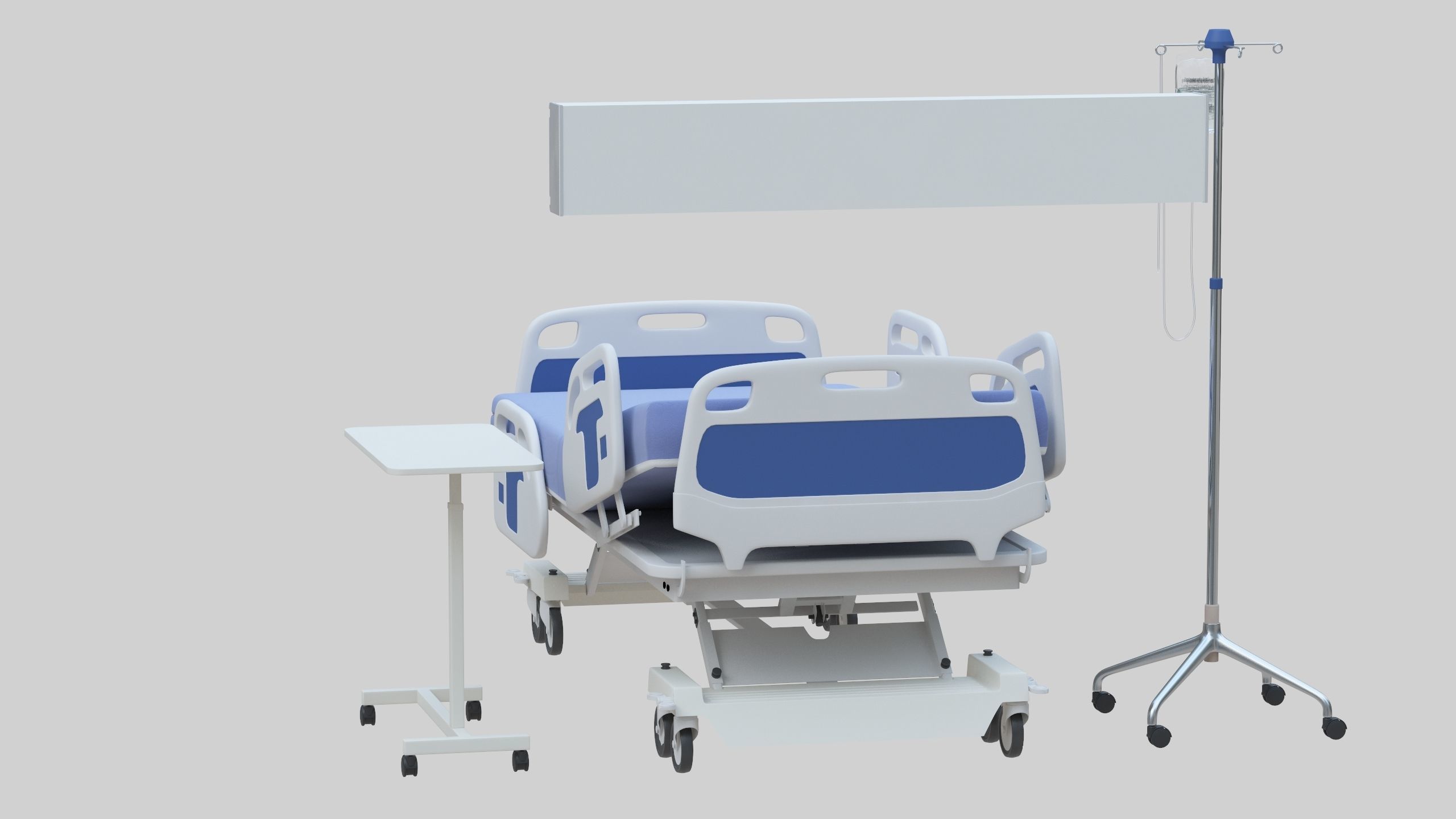 Hospital Bed Low-poly 3D model_7