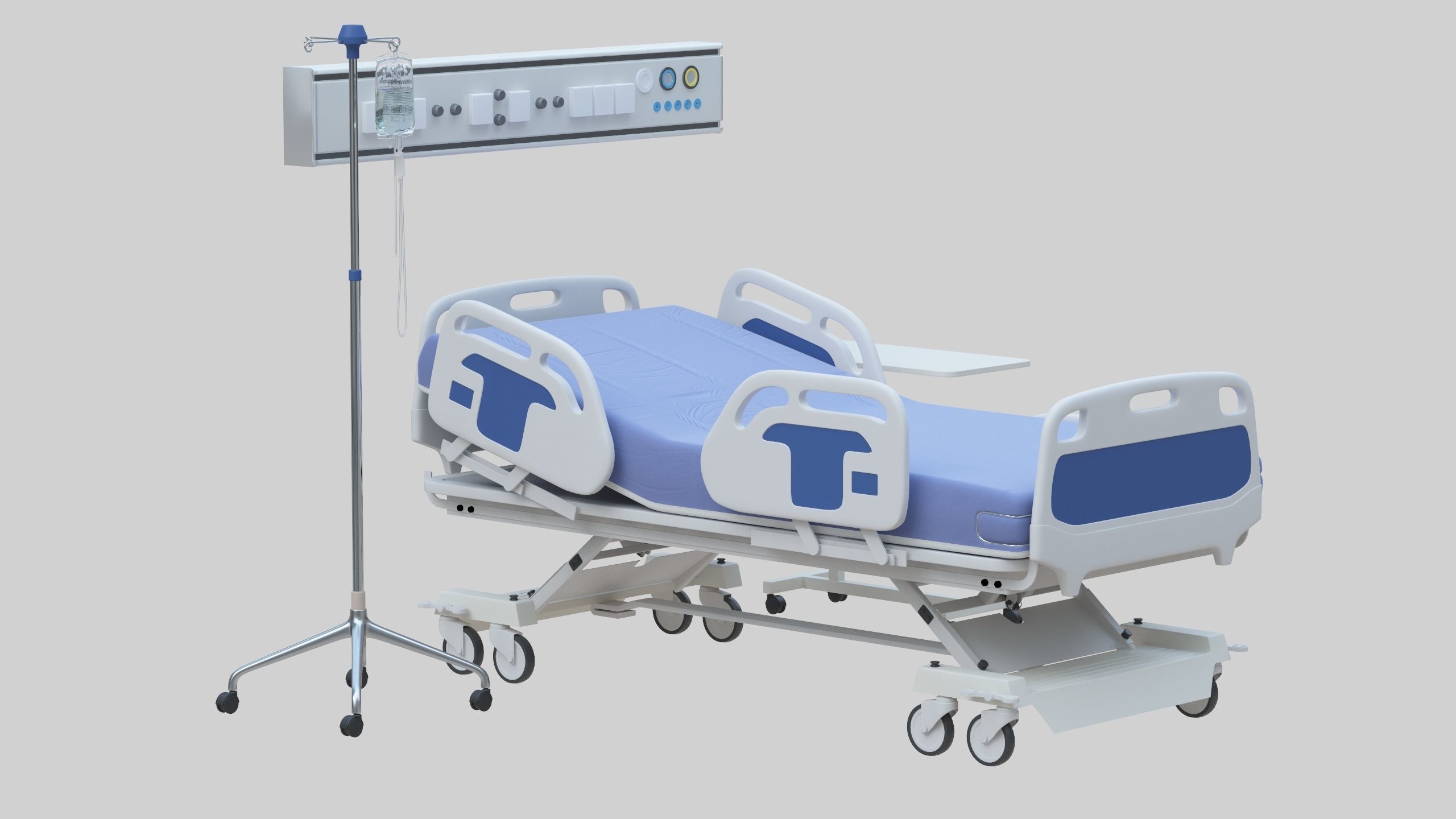 Hospital Bed Low-poly 3D model_21