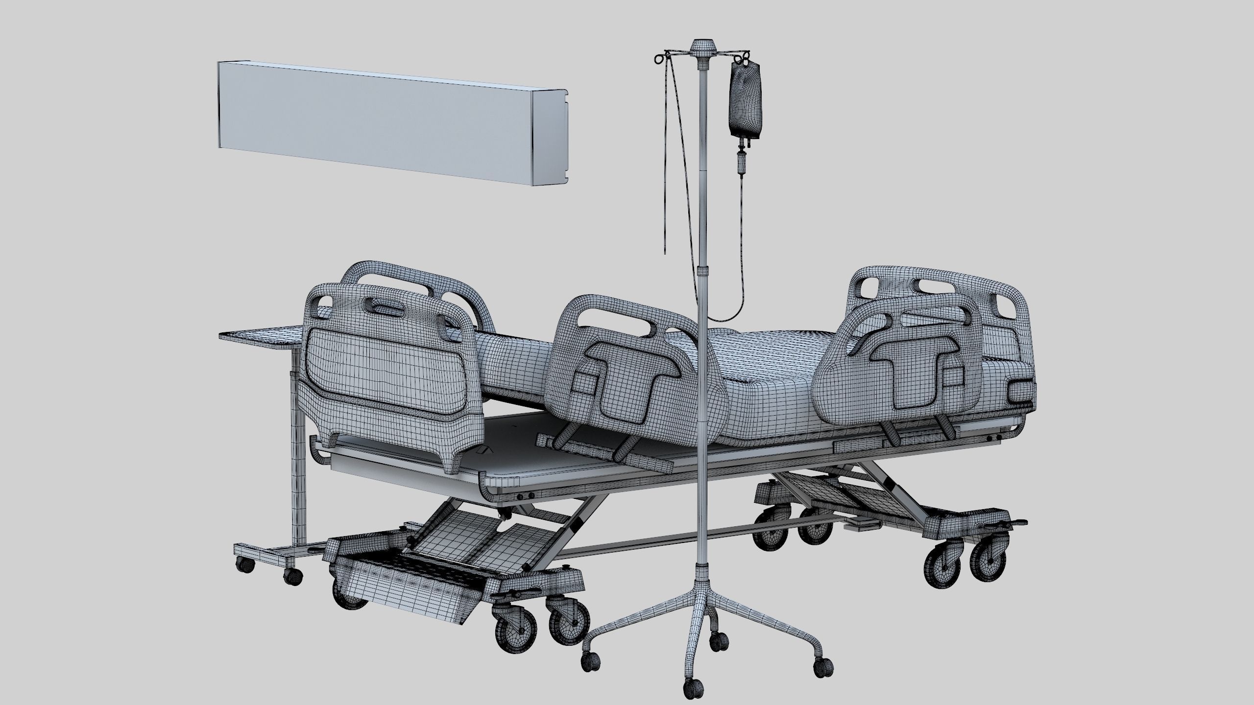 Hospital Bed Low-poly 3D model_35