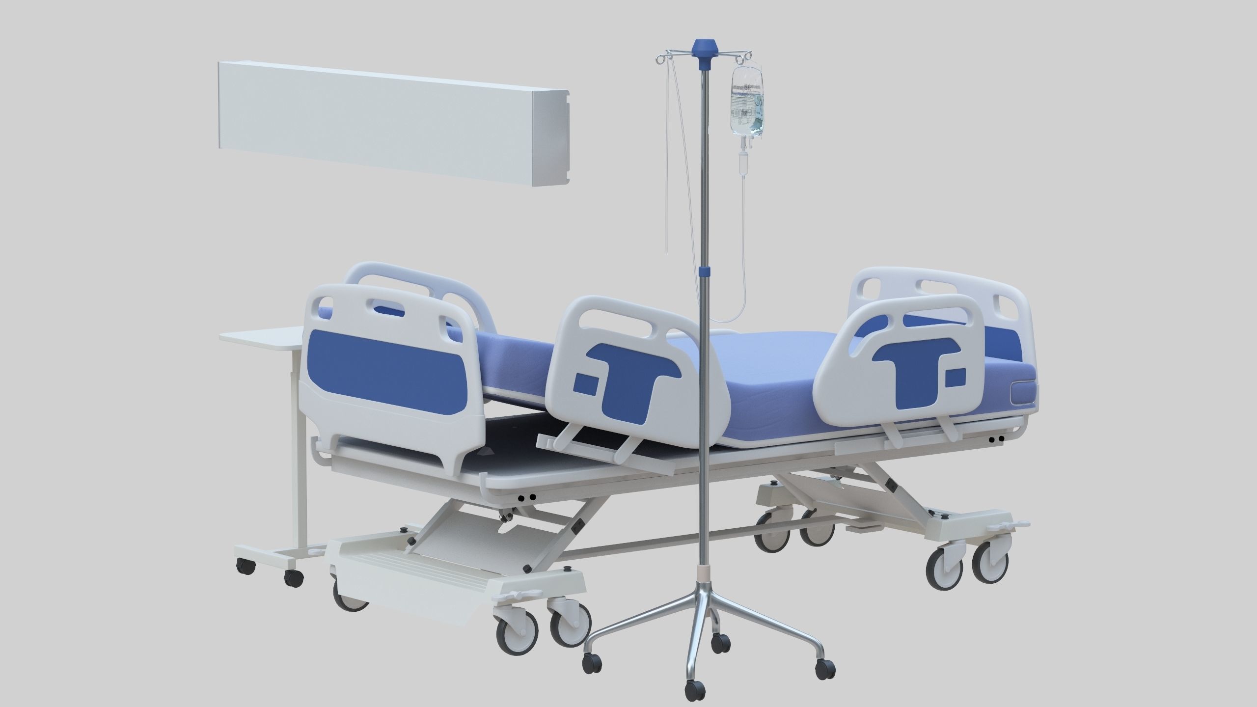 Hospital Bed Low-poly 3D model_13