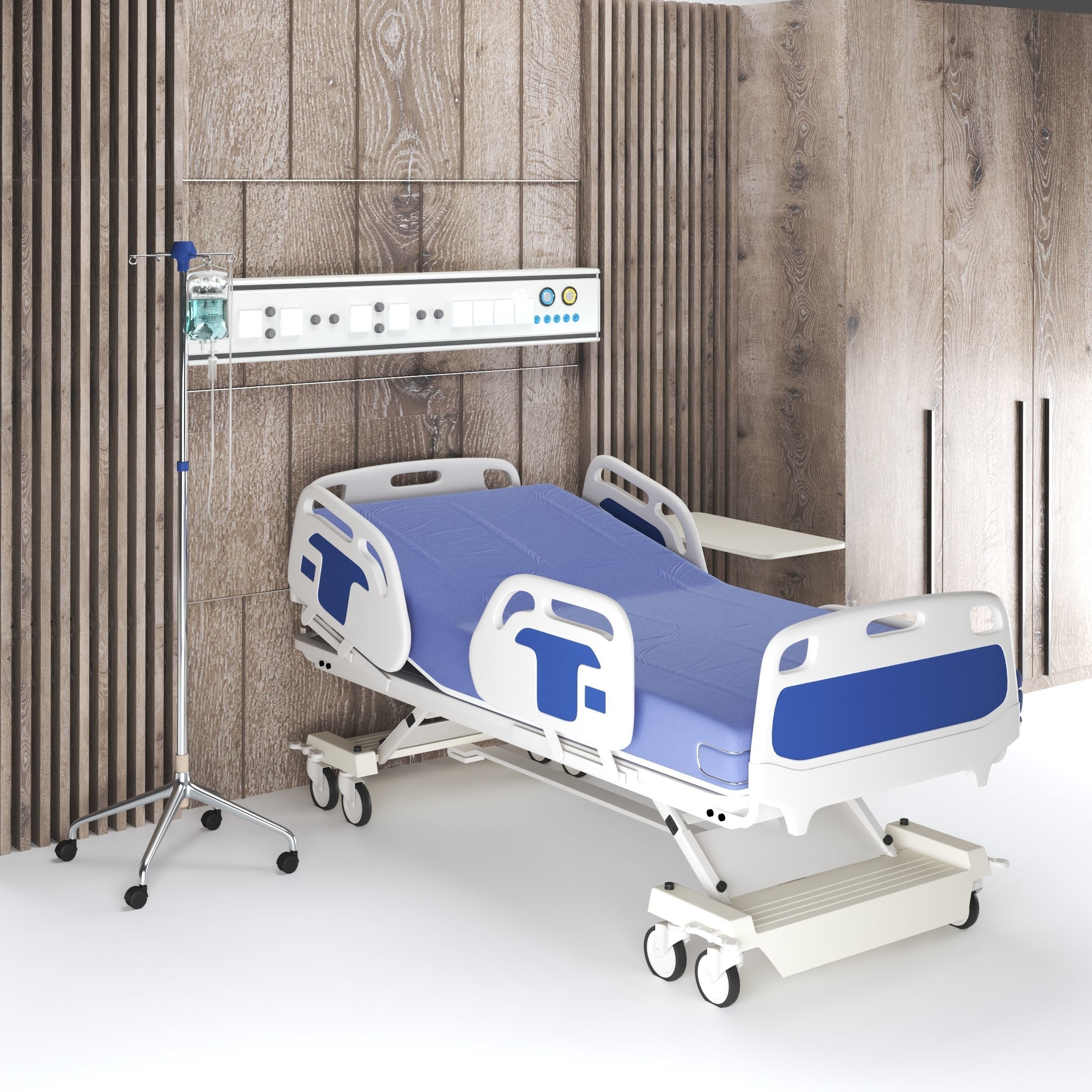 Hospital Bed Low-poly 3D model_2