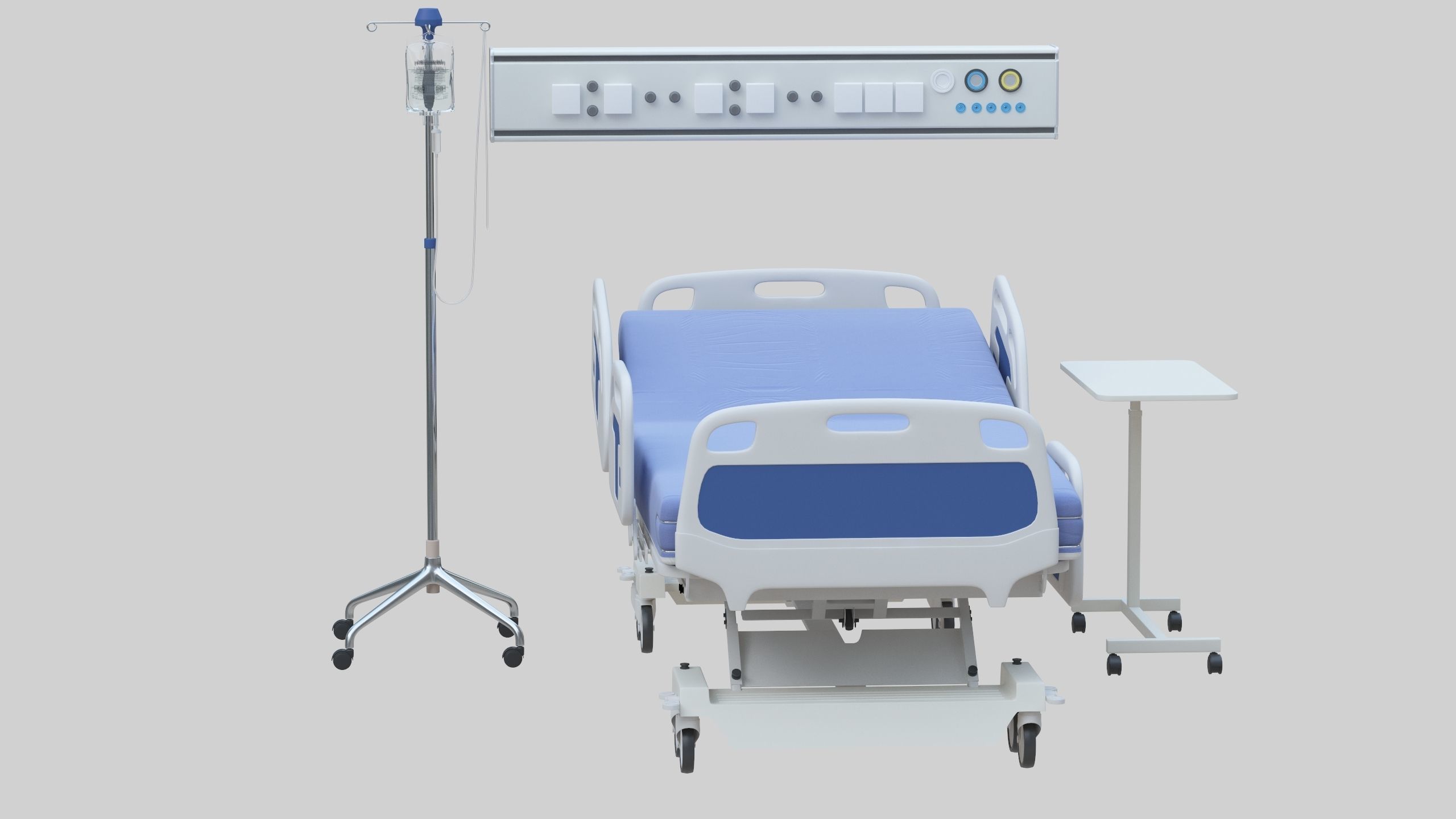 Hospital Bed Low-poly 3D model_4