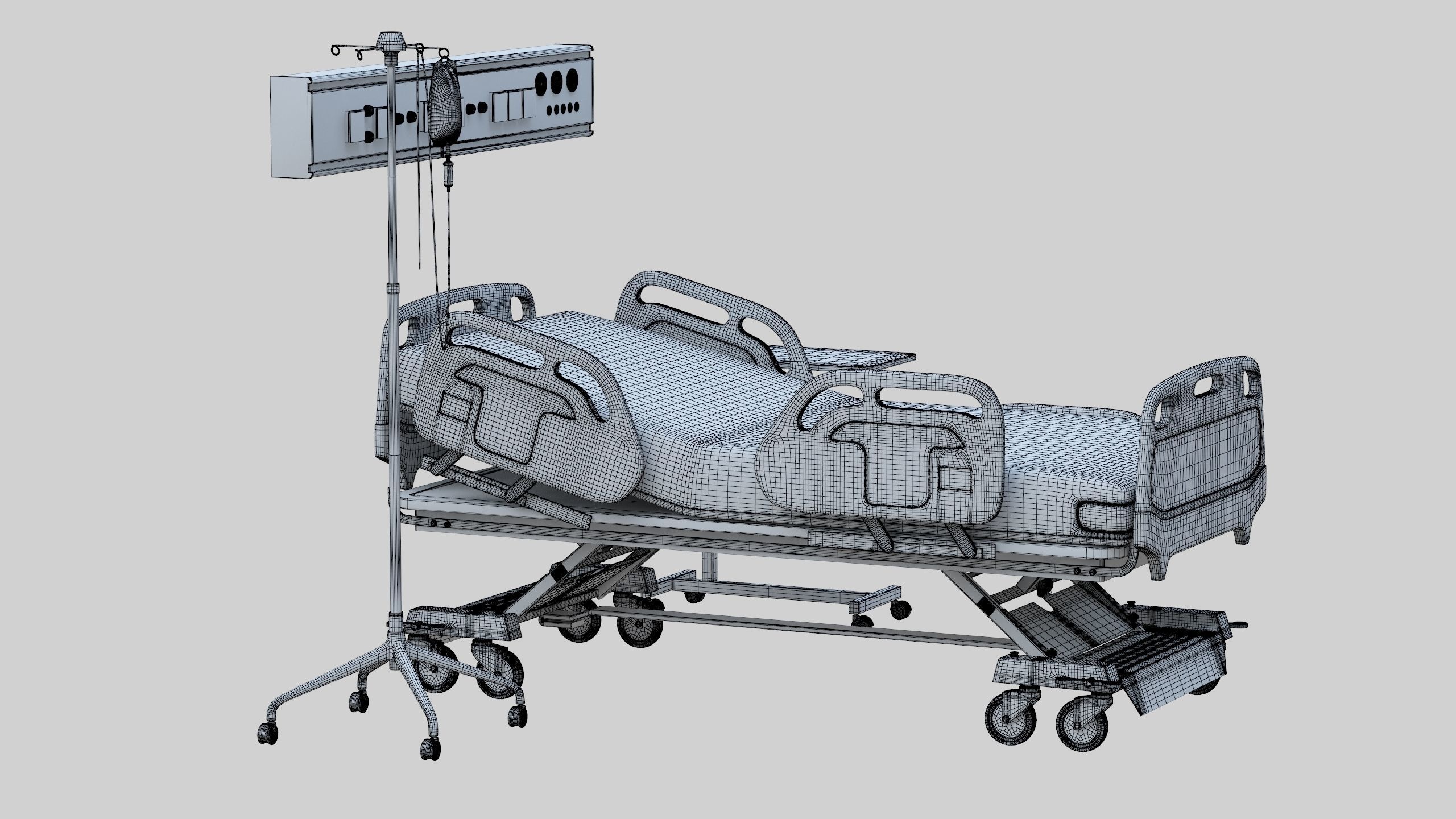 Hospital Bed Low-poly 3D model_39