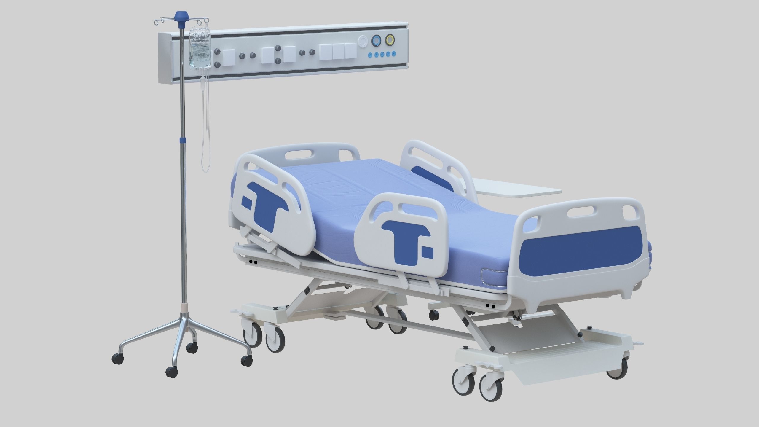 Hospital Bed Low-poly 3D model_19