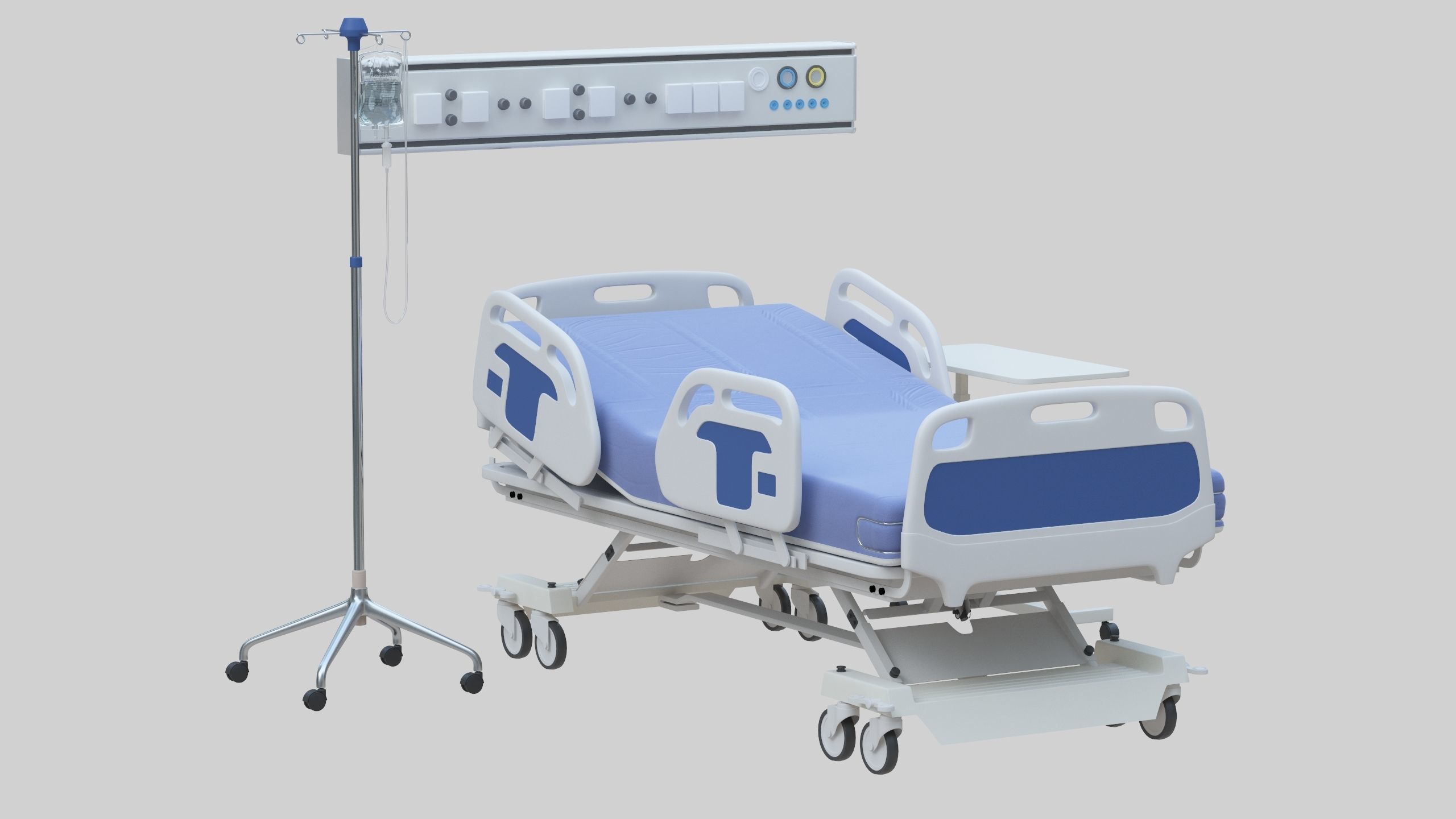 Hospital Bed Low-poly 3D model_22
