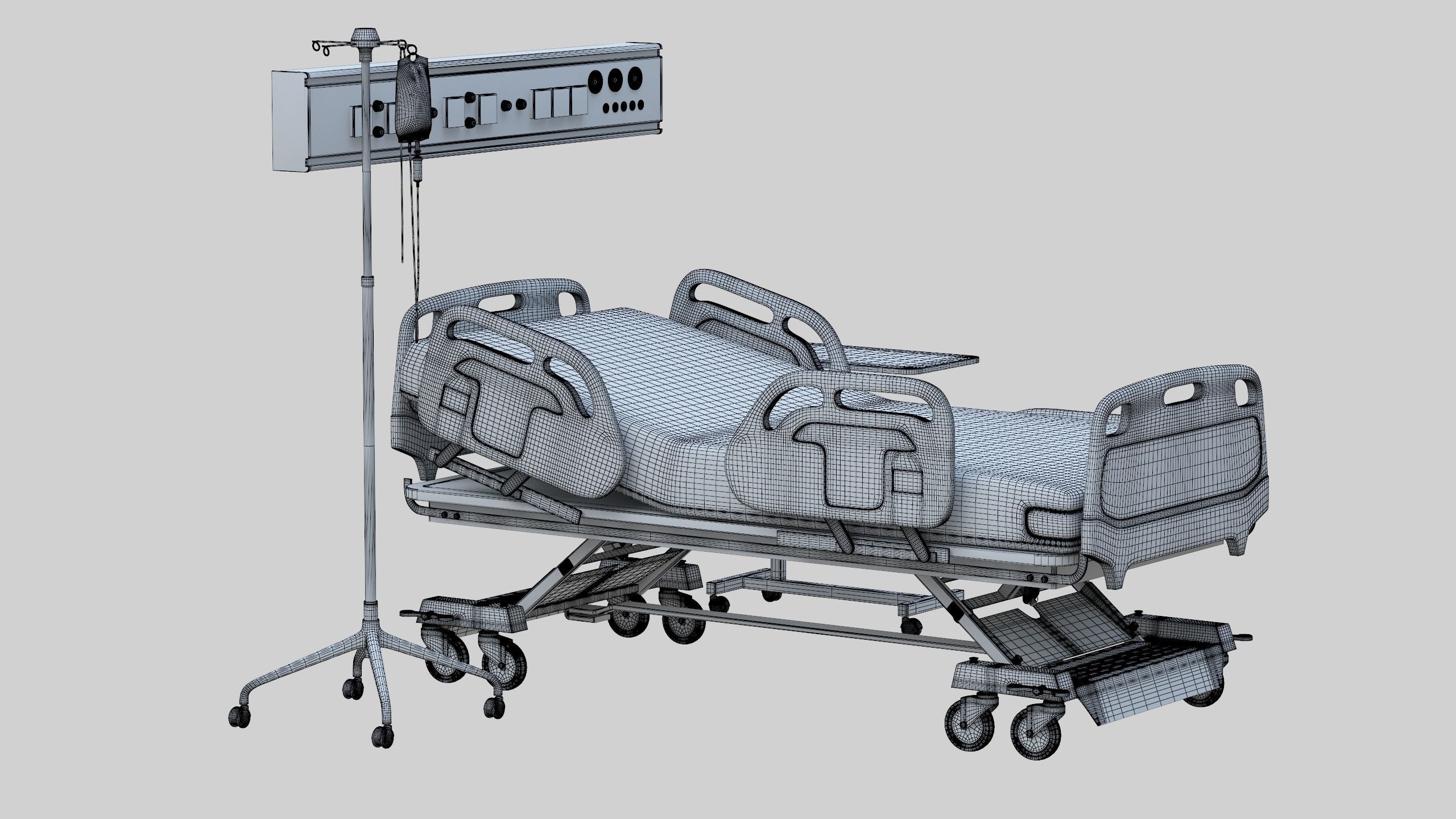 Hospital Bed Low-poly 3D model_40