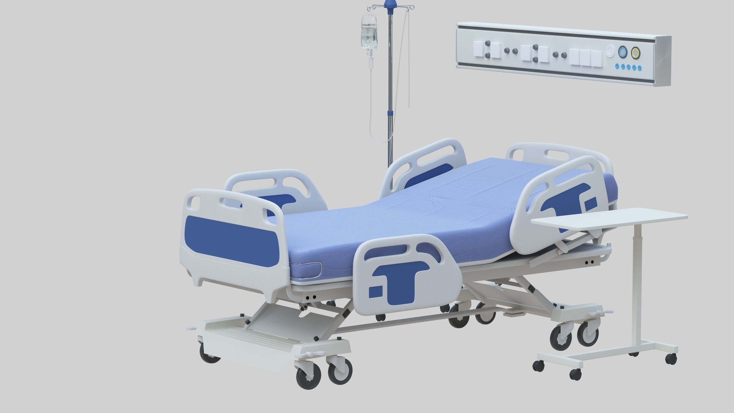 Hospital Bed Low-poly 3D model_23