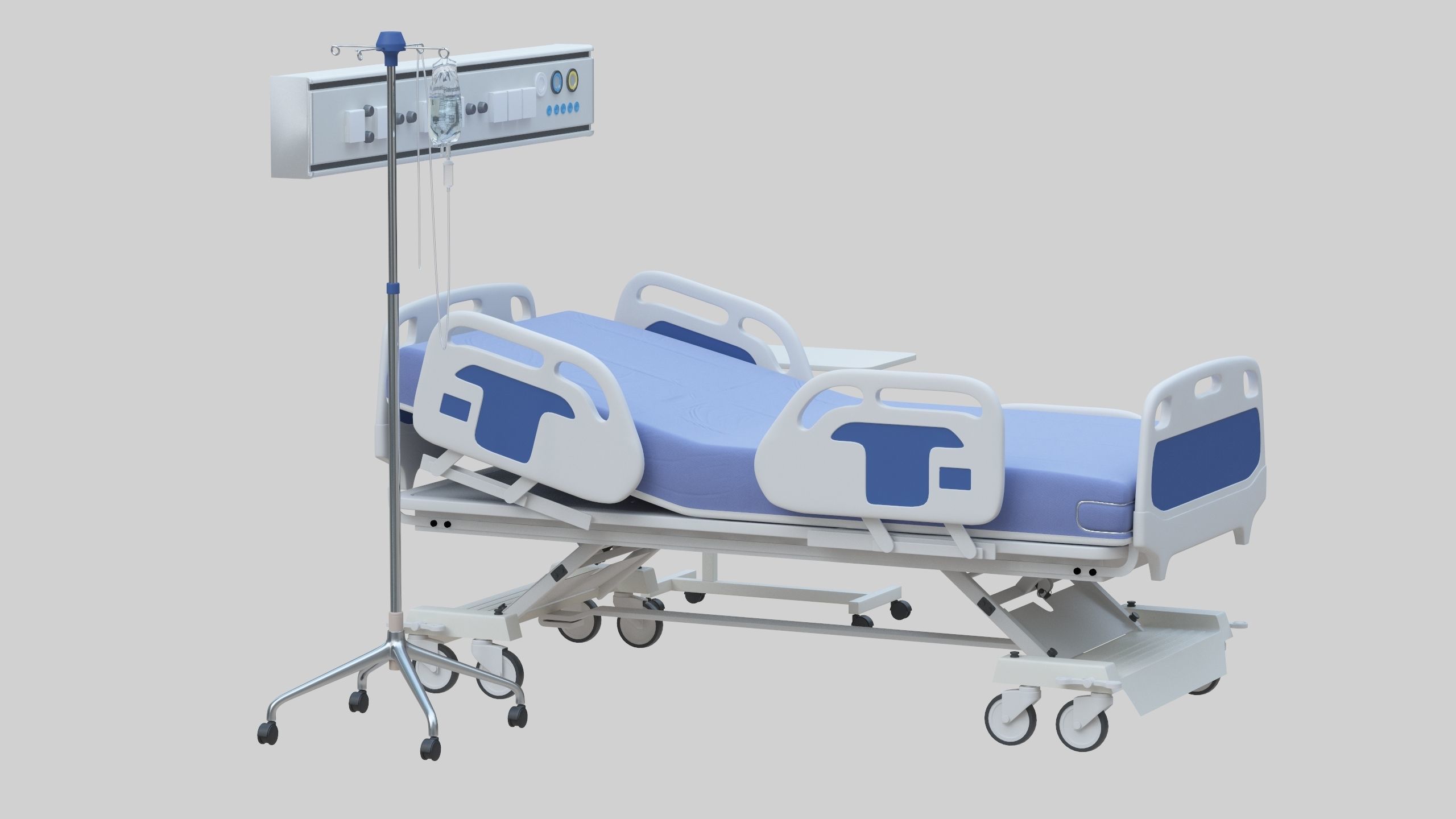 Hospital Bed Low-poly 3D model_12