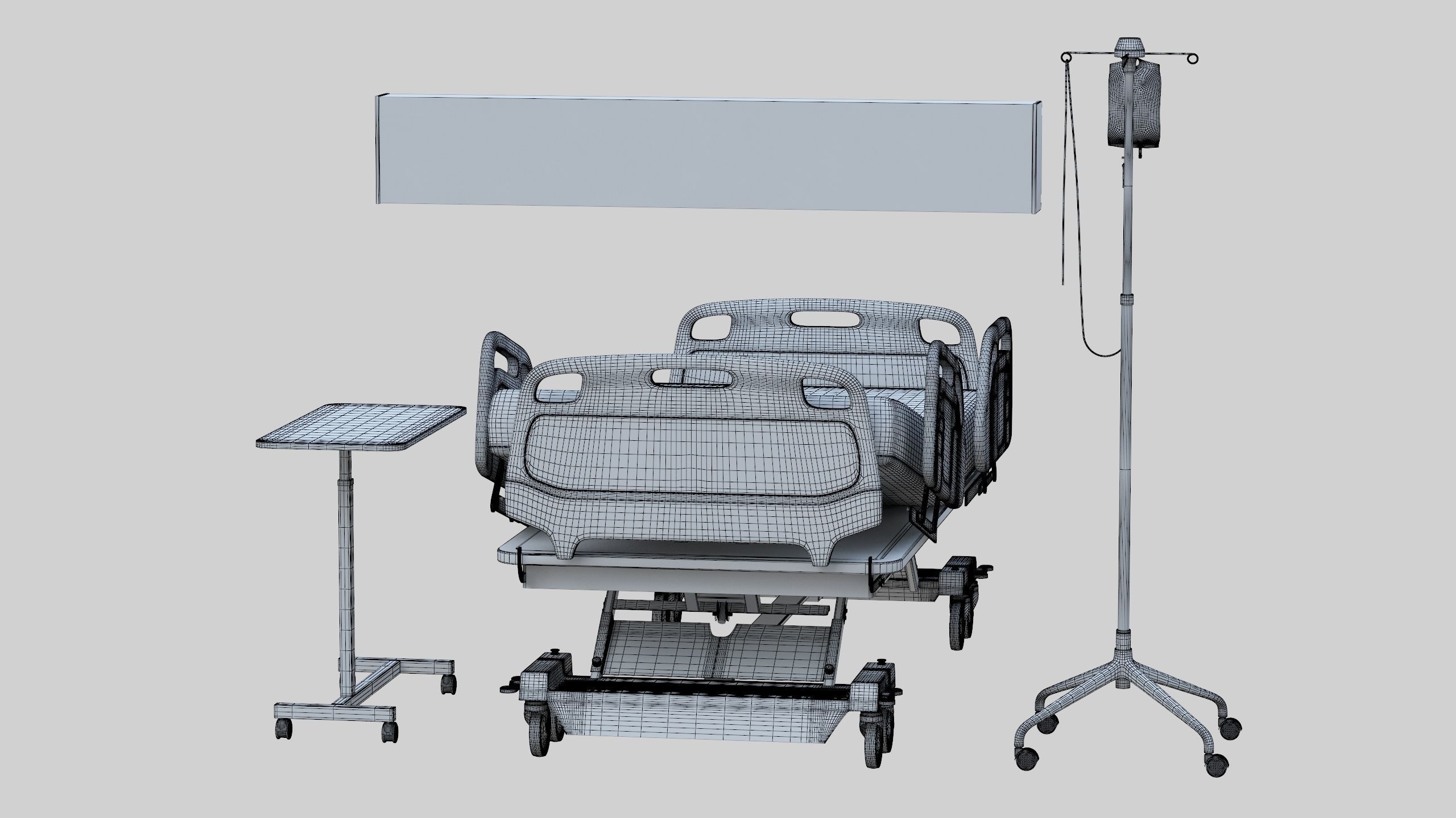 Hospital Bed Low-poly 3D model_29