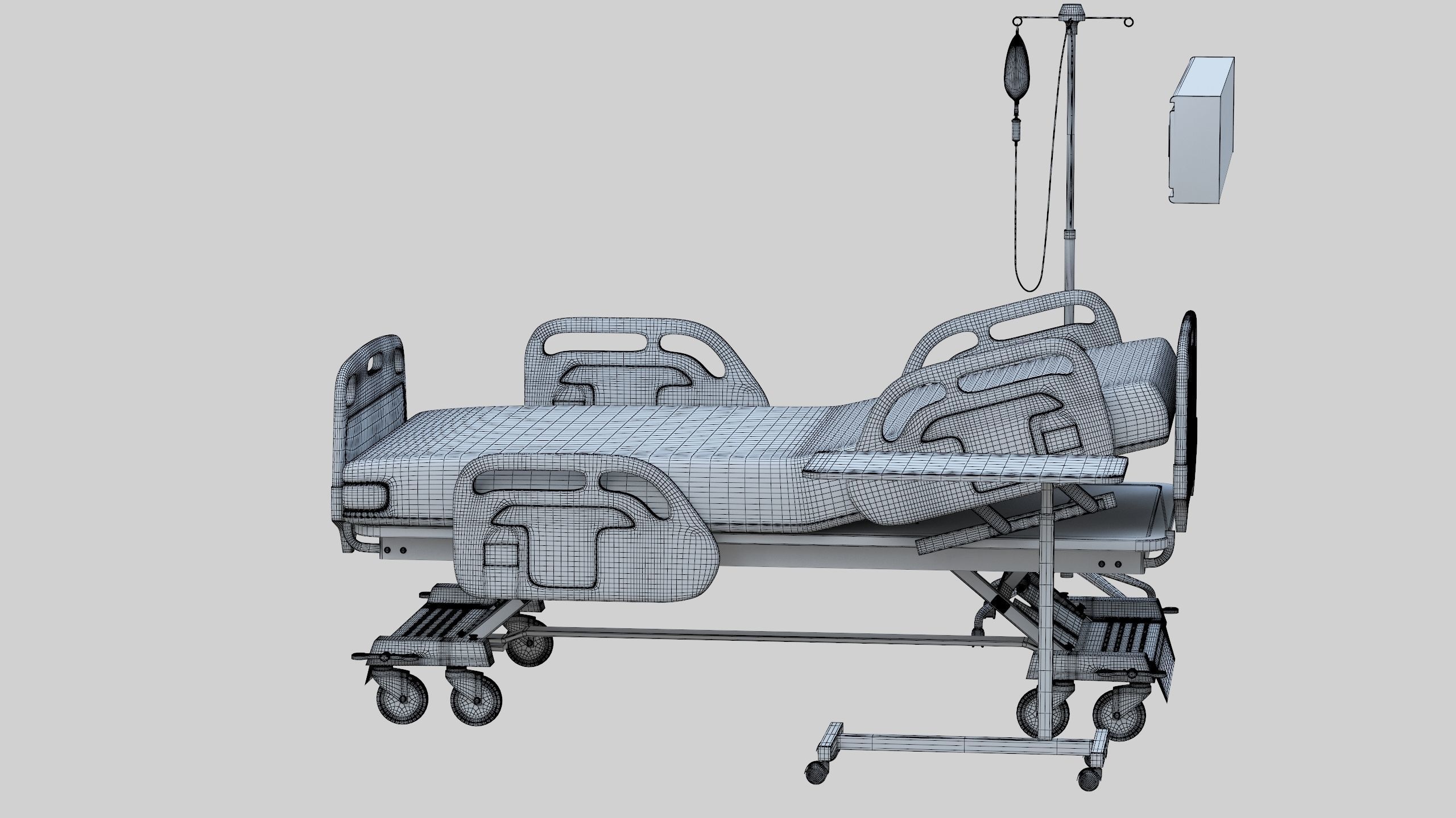 Hospital Bed Low-poly 3D model_32