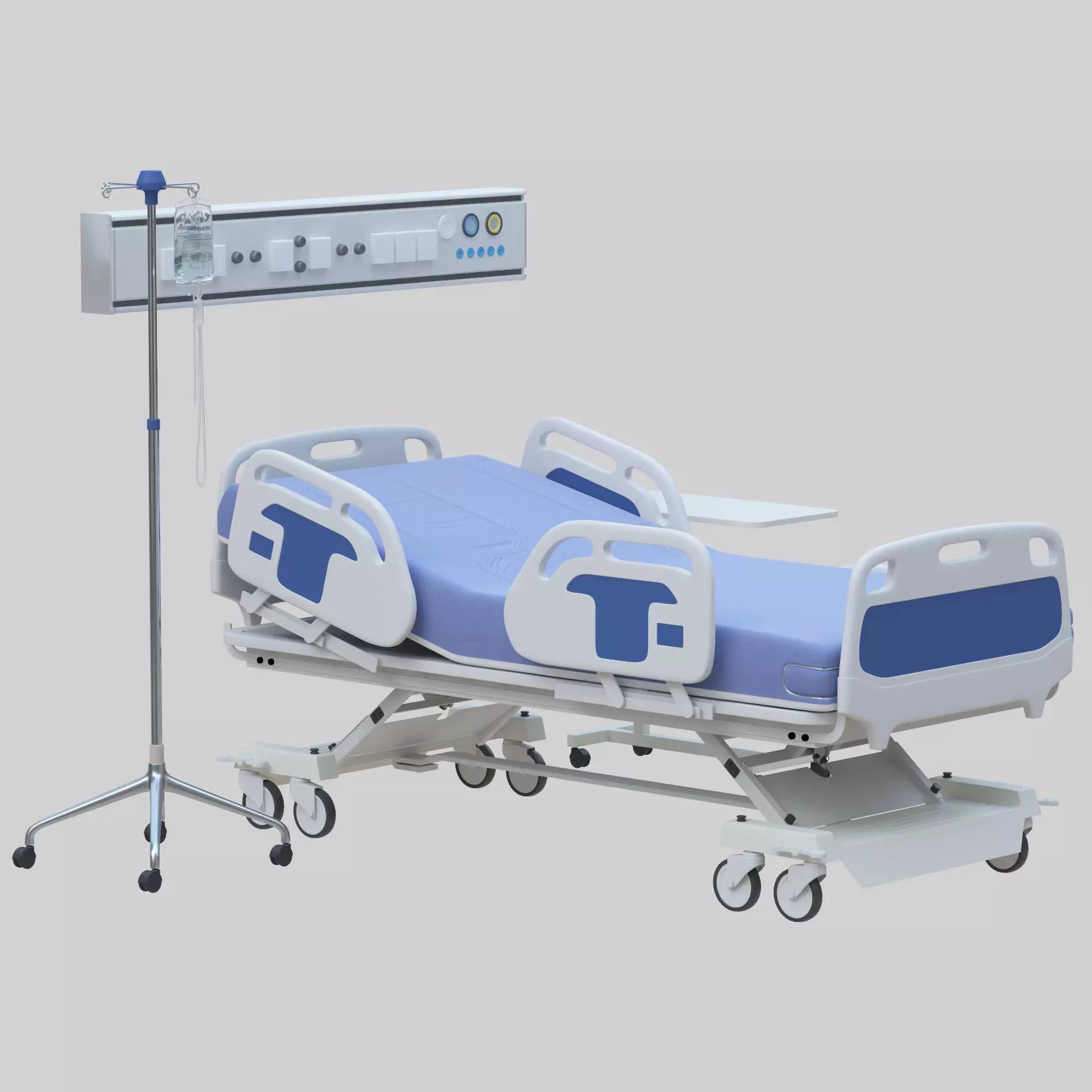 Hospital Bed Low-poly 3D model_0