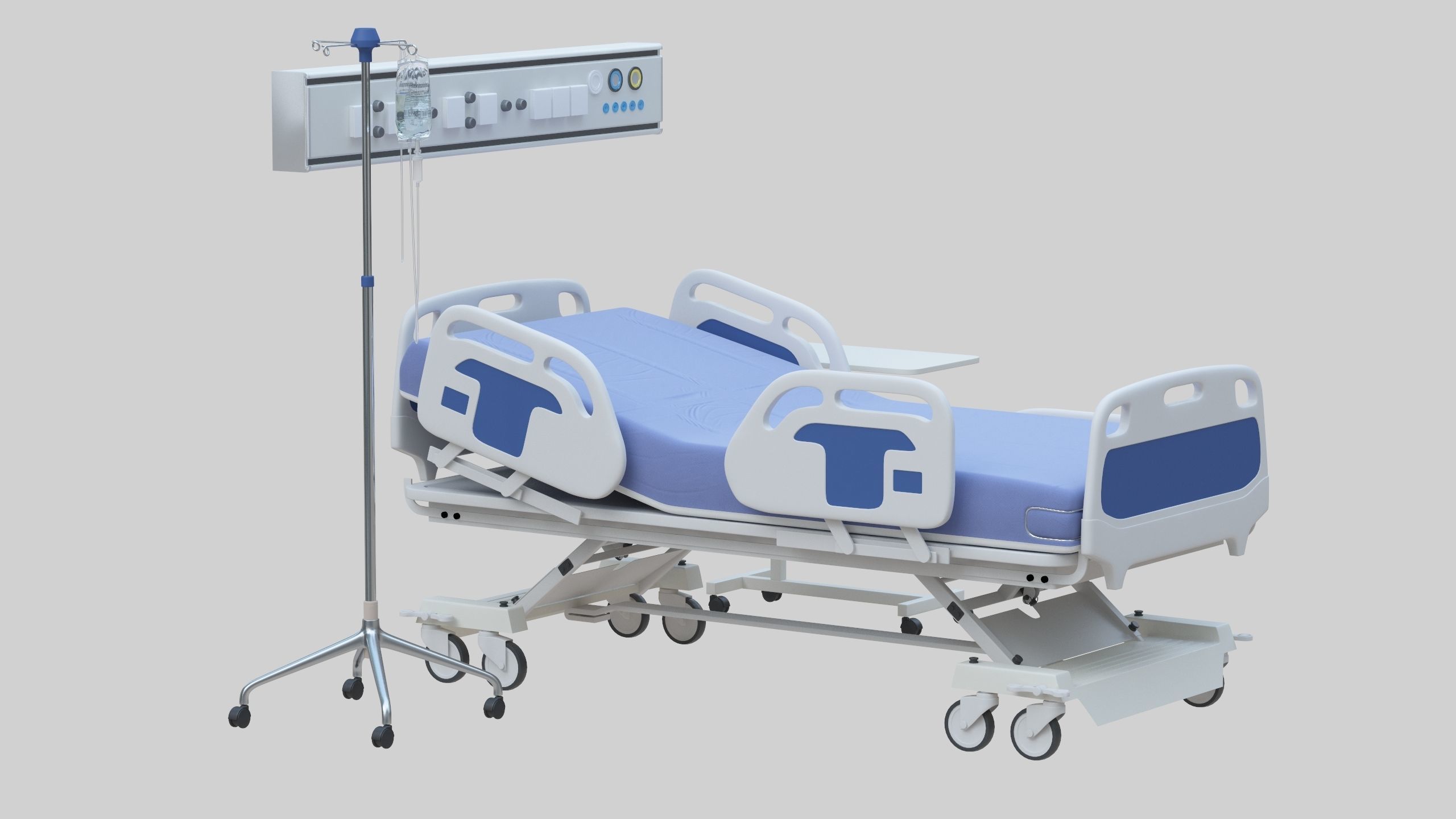 Hospital Bed Low-poly 3D model_24