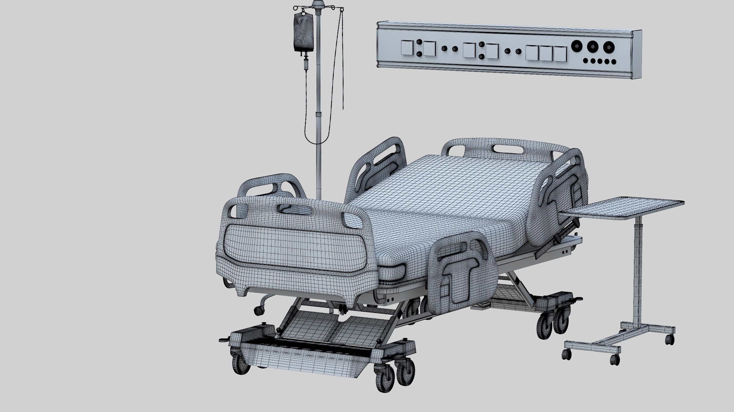 Hospital Bed Low-poly 3D model_49