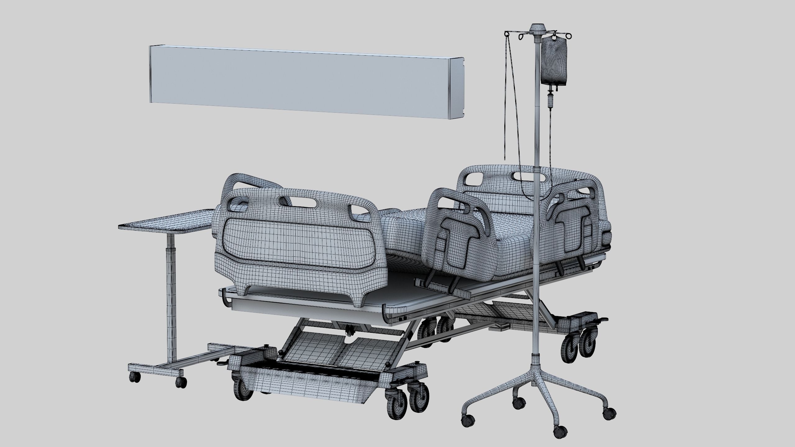 Hospital Bed Low-poly 3D model_37