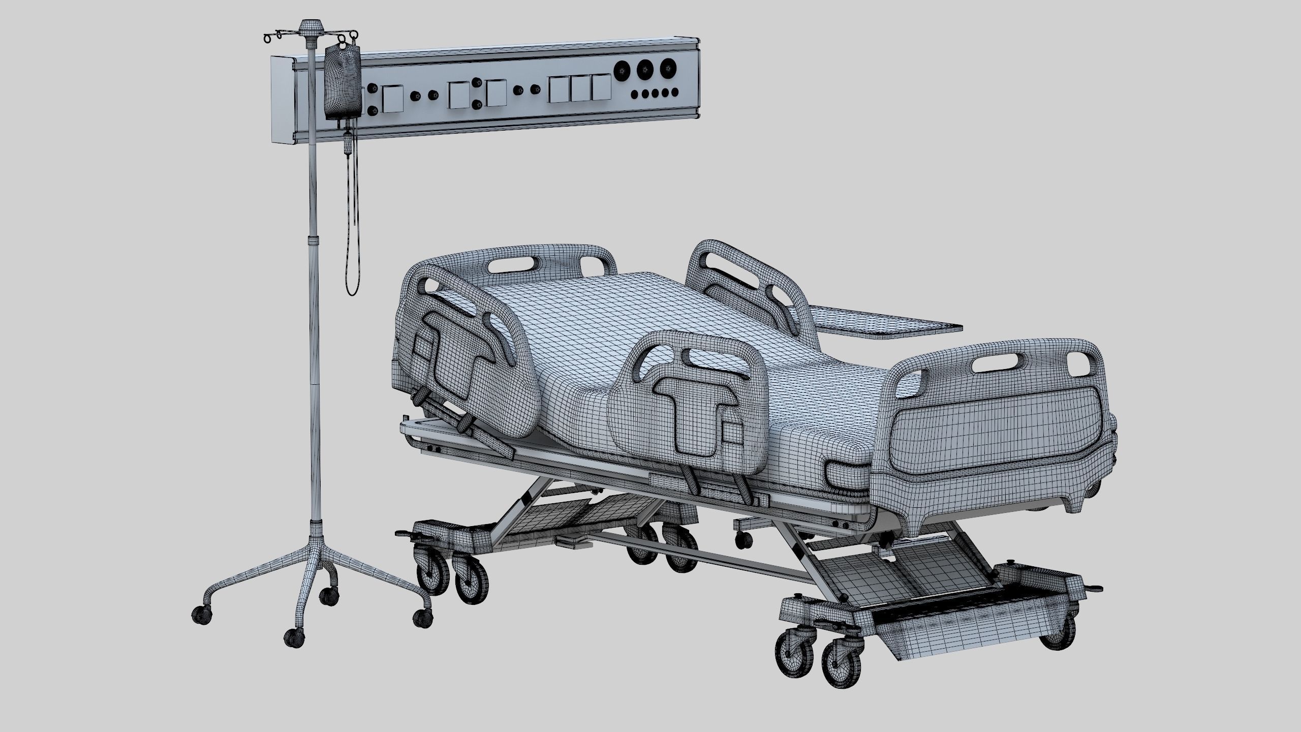Hospital Bed Low-poly 3D model_43