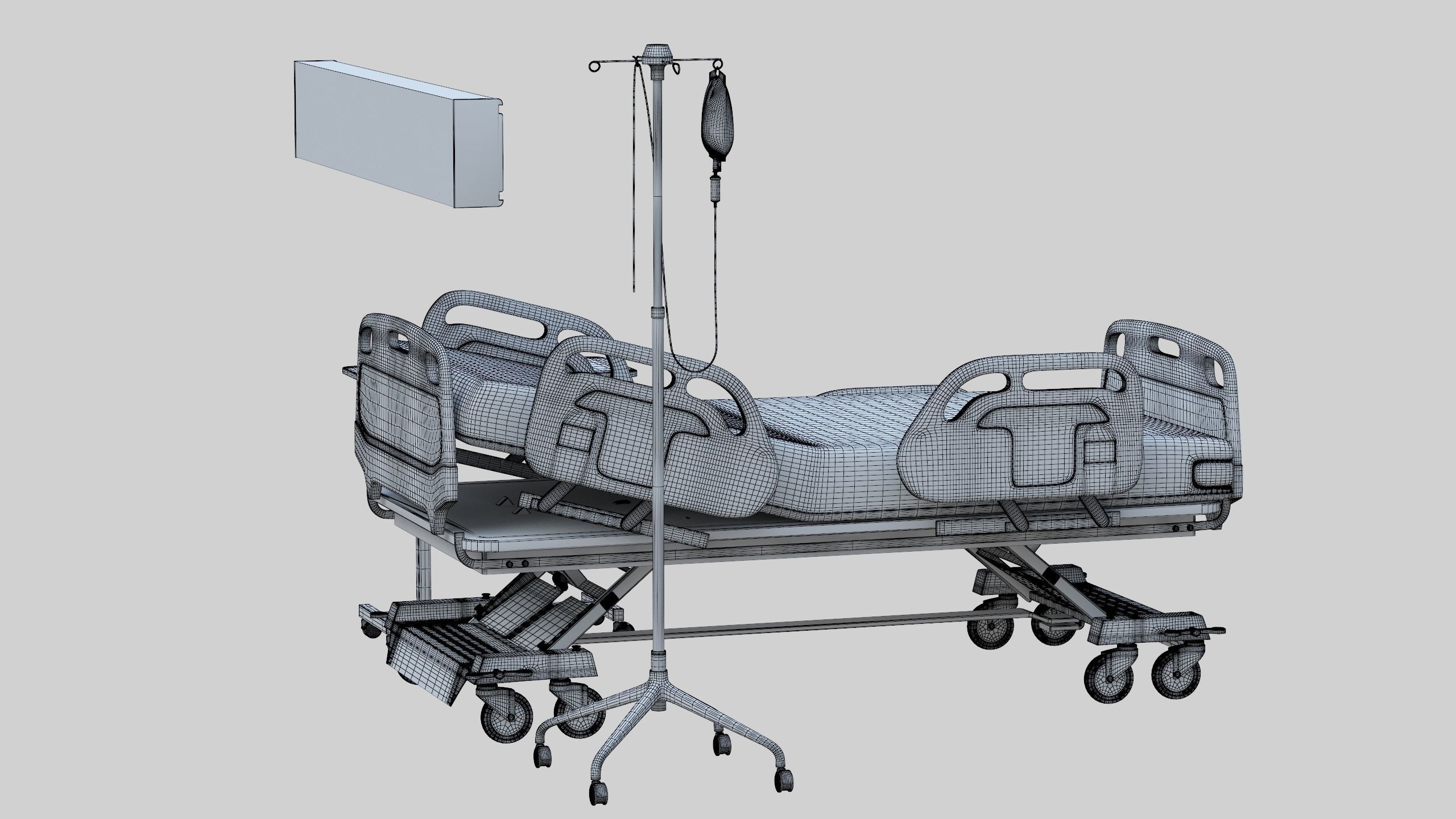 Hospital Bed Low-poly 3D model_34