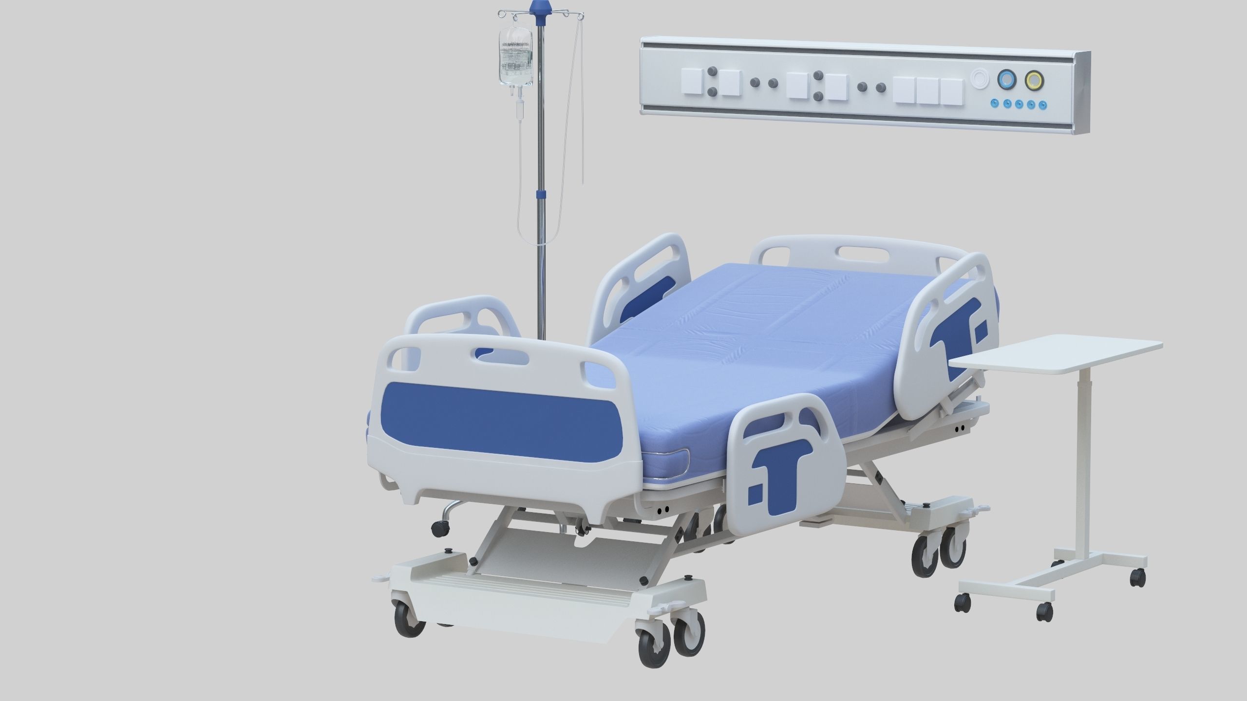Hospital Bed Low-poly 3D model_15