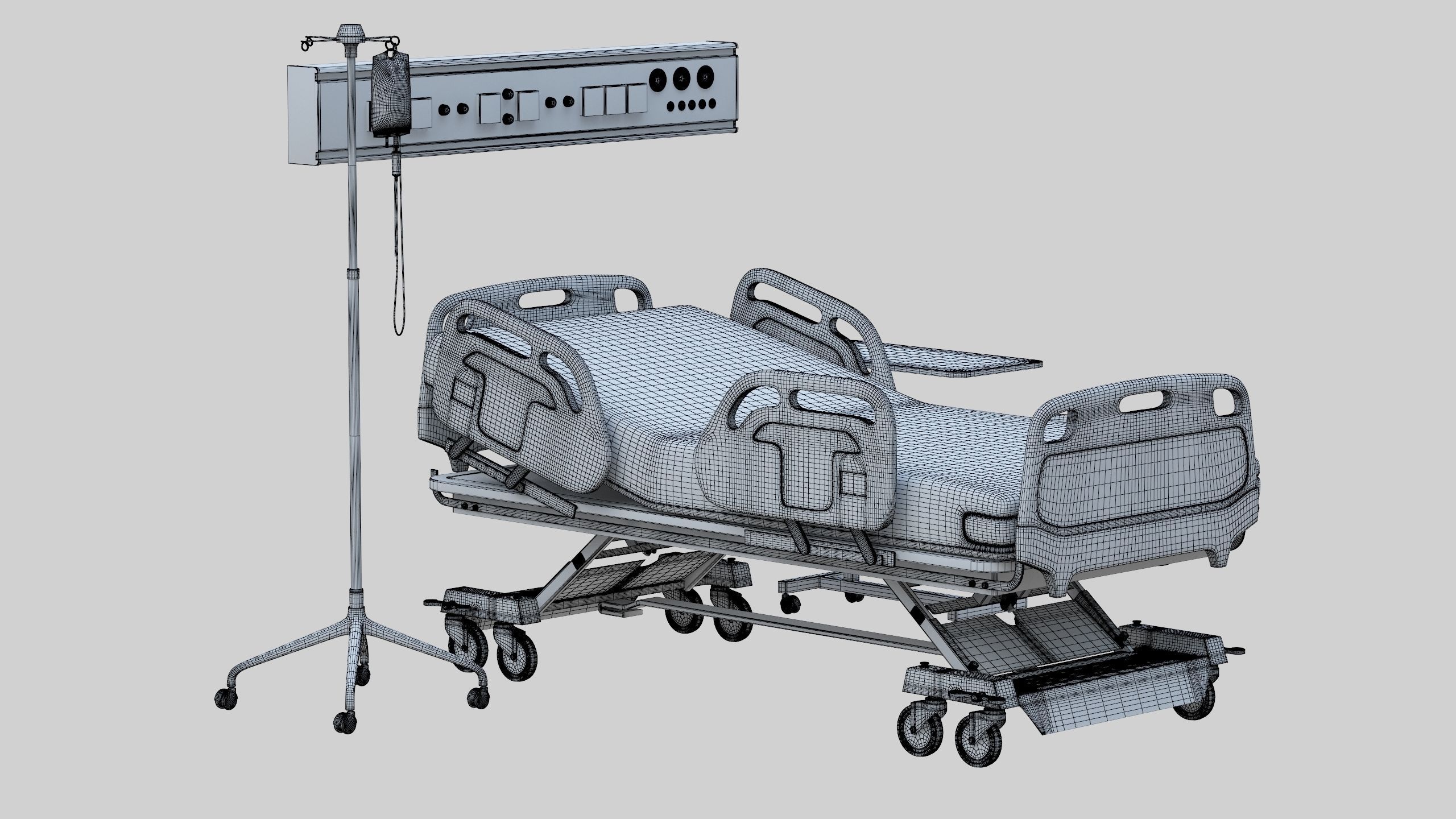 Hospital Bed Low-poly 3D model_48