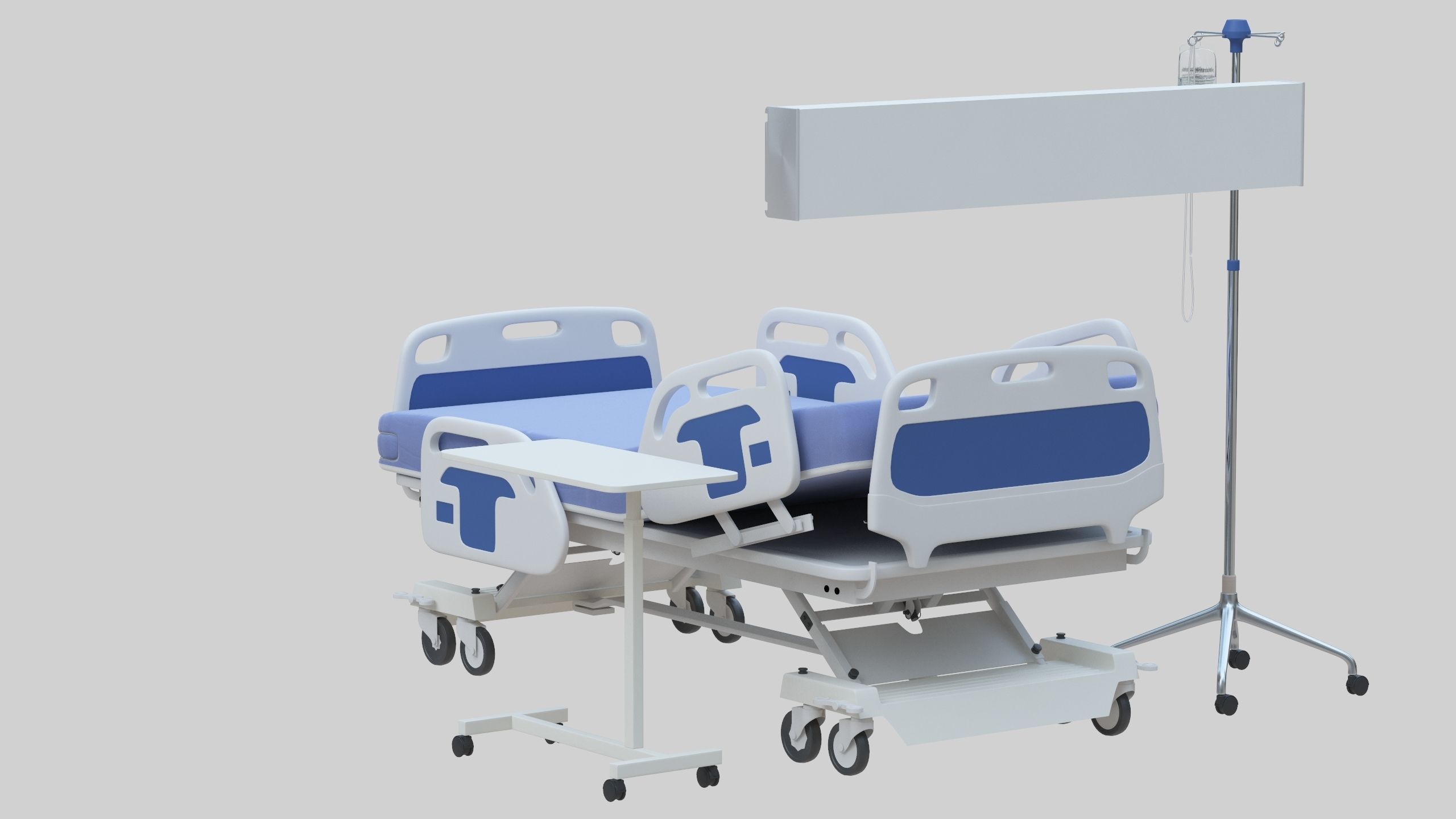 Hospital Bed Low-poly 3D model_14