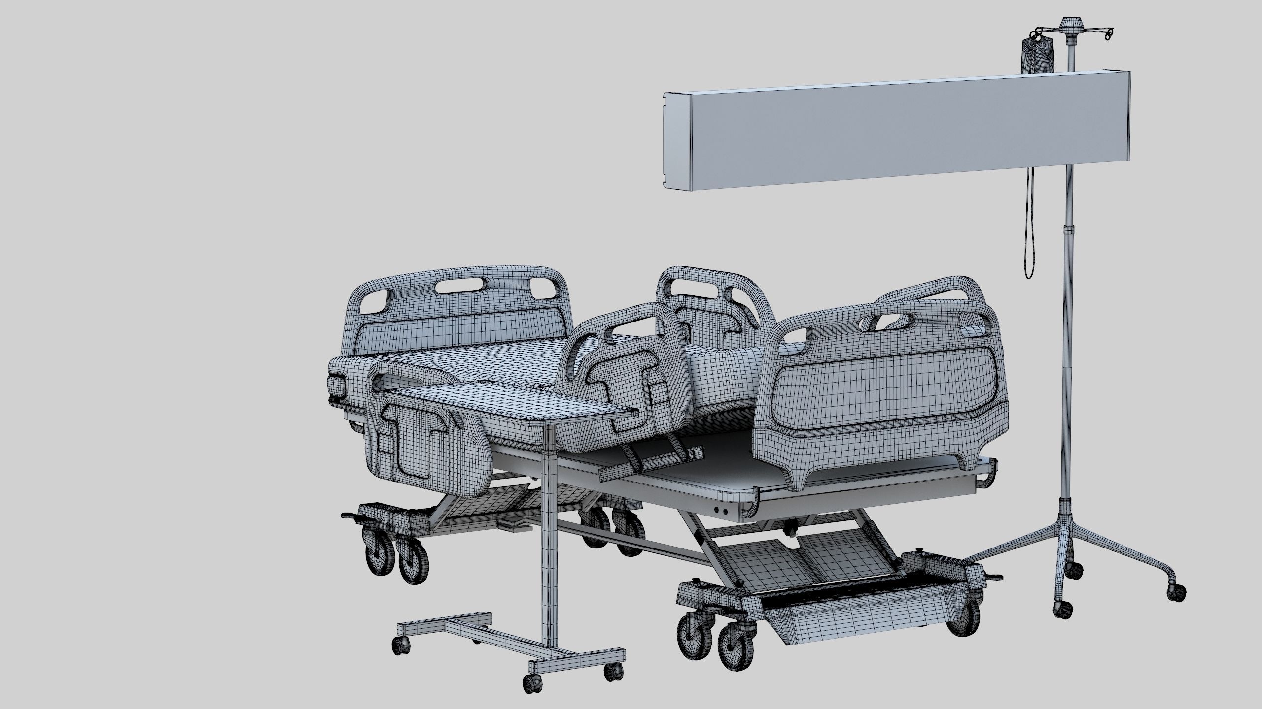 Hospital Bed Low-poly 3D model_42