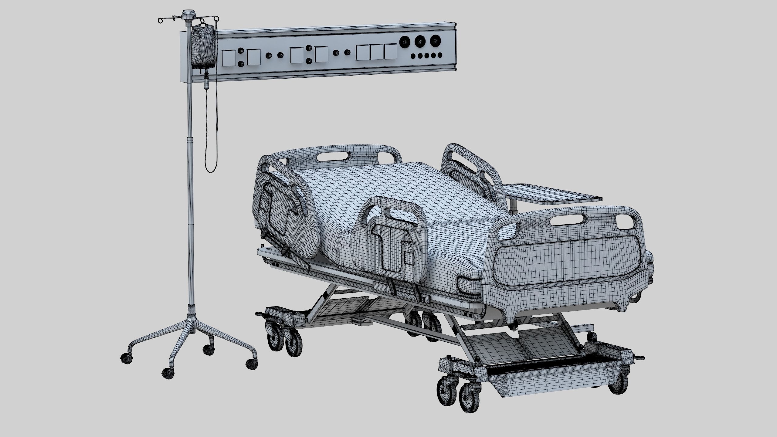 Hospital Bed Low-poly 3D model_46