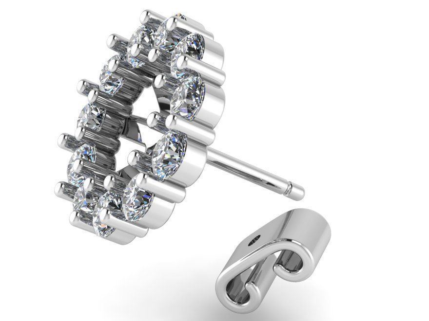 Cluster Stud With Friction Post Earring 0567 3D print model_2