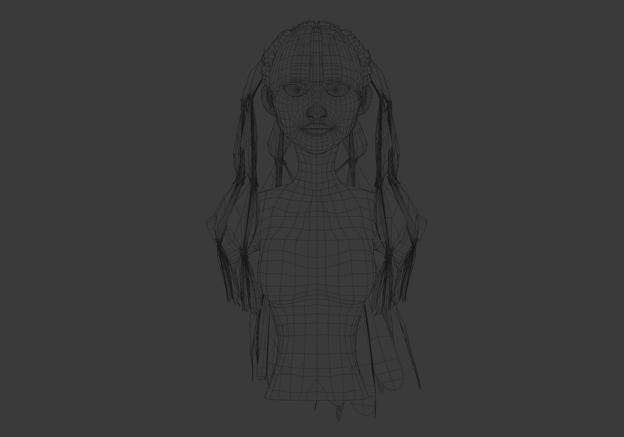 Stylized Female Hairstyle 3D model_5