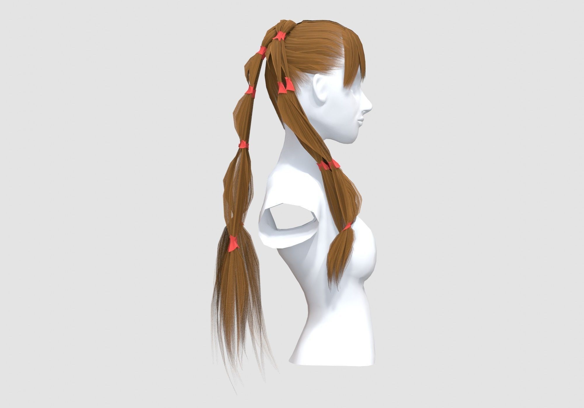 Stylized Female Hairstyle 3D model_2