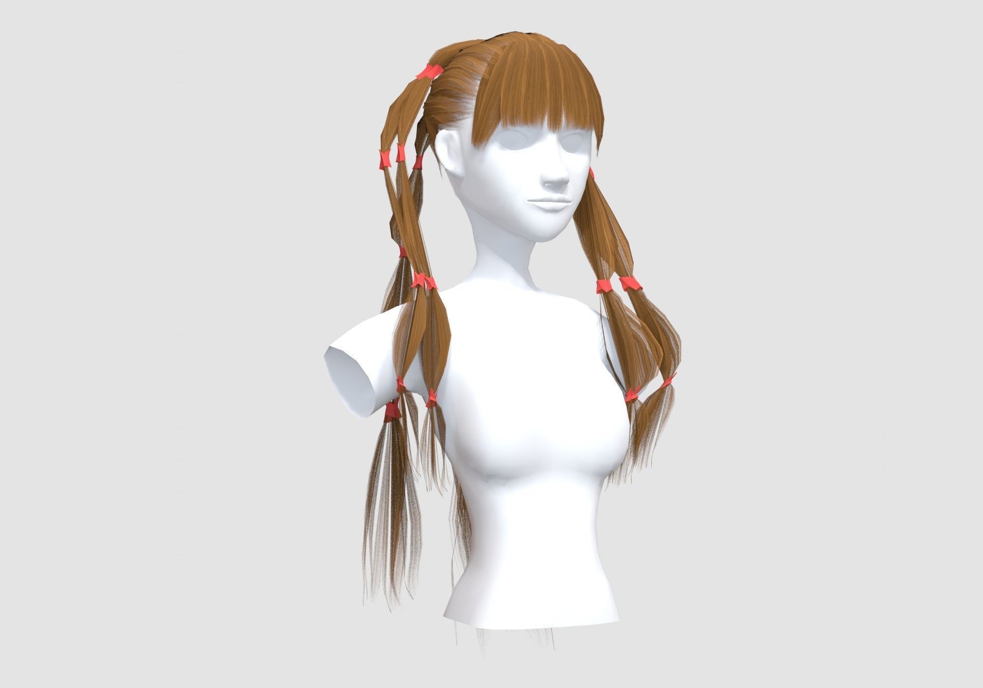 Stylized Female Hairstyle 3D model_1