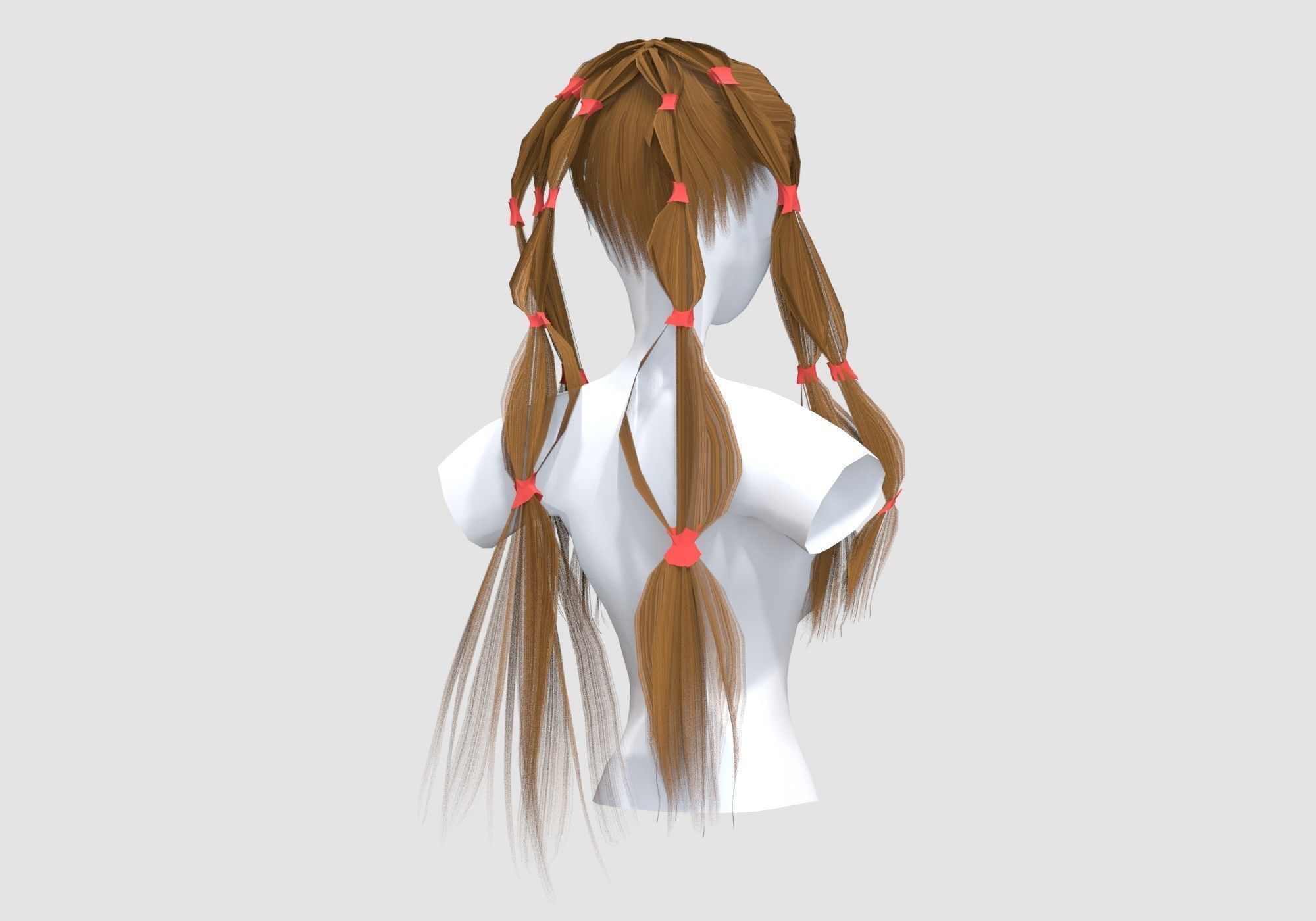 Stylized Female Hairstyle 3D model_3