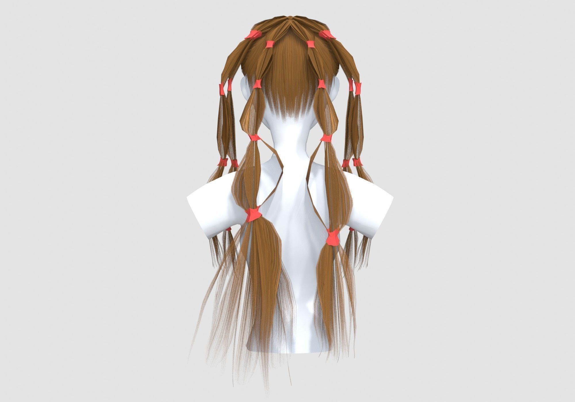 Stylized Female Hairstyle 3D model_4