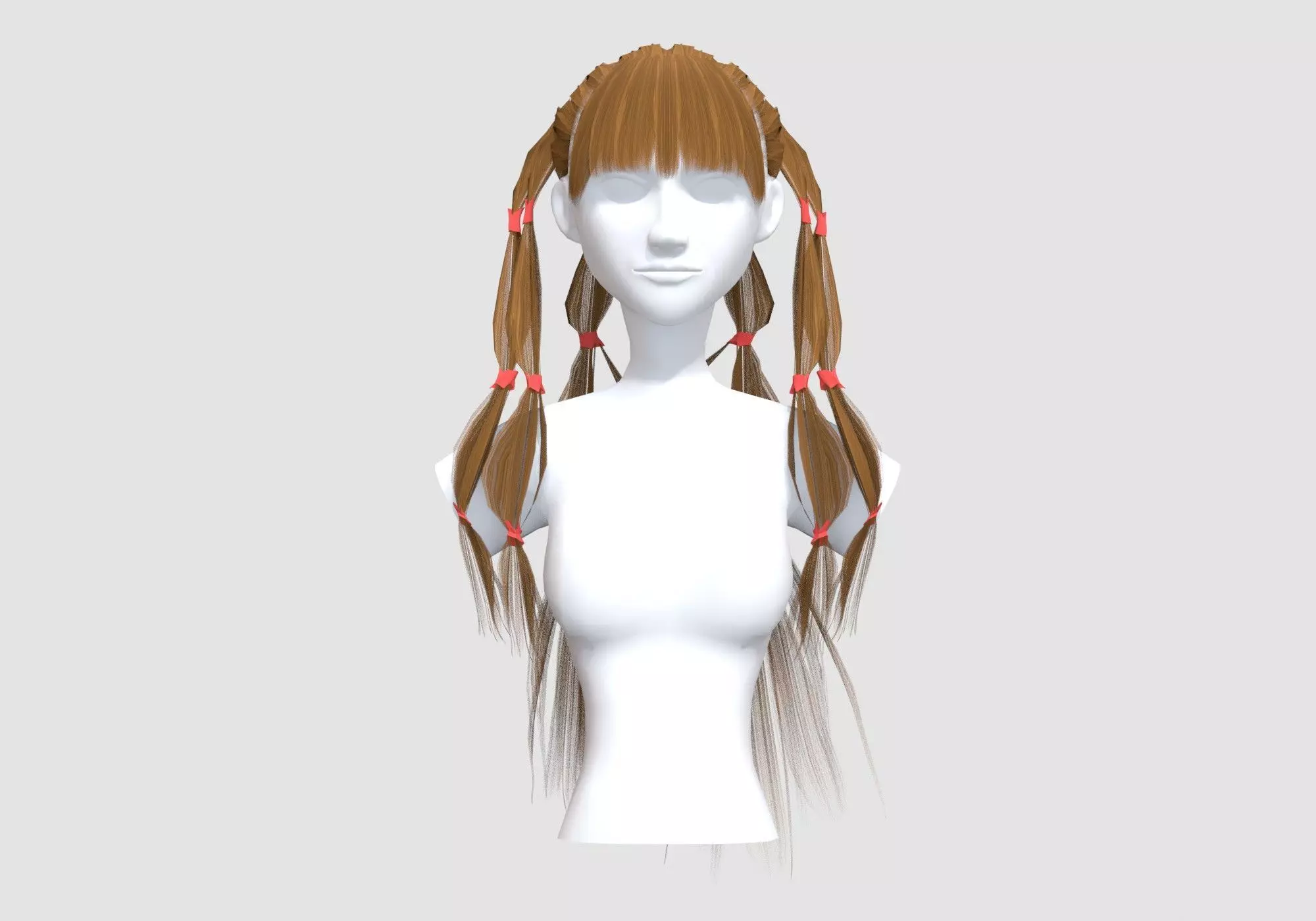 Stylized Female Hairstyle 3D model_0