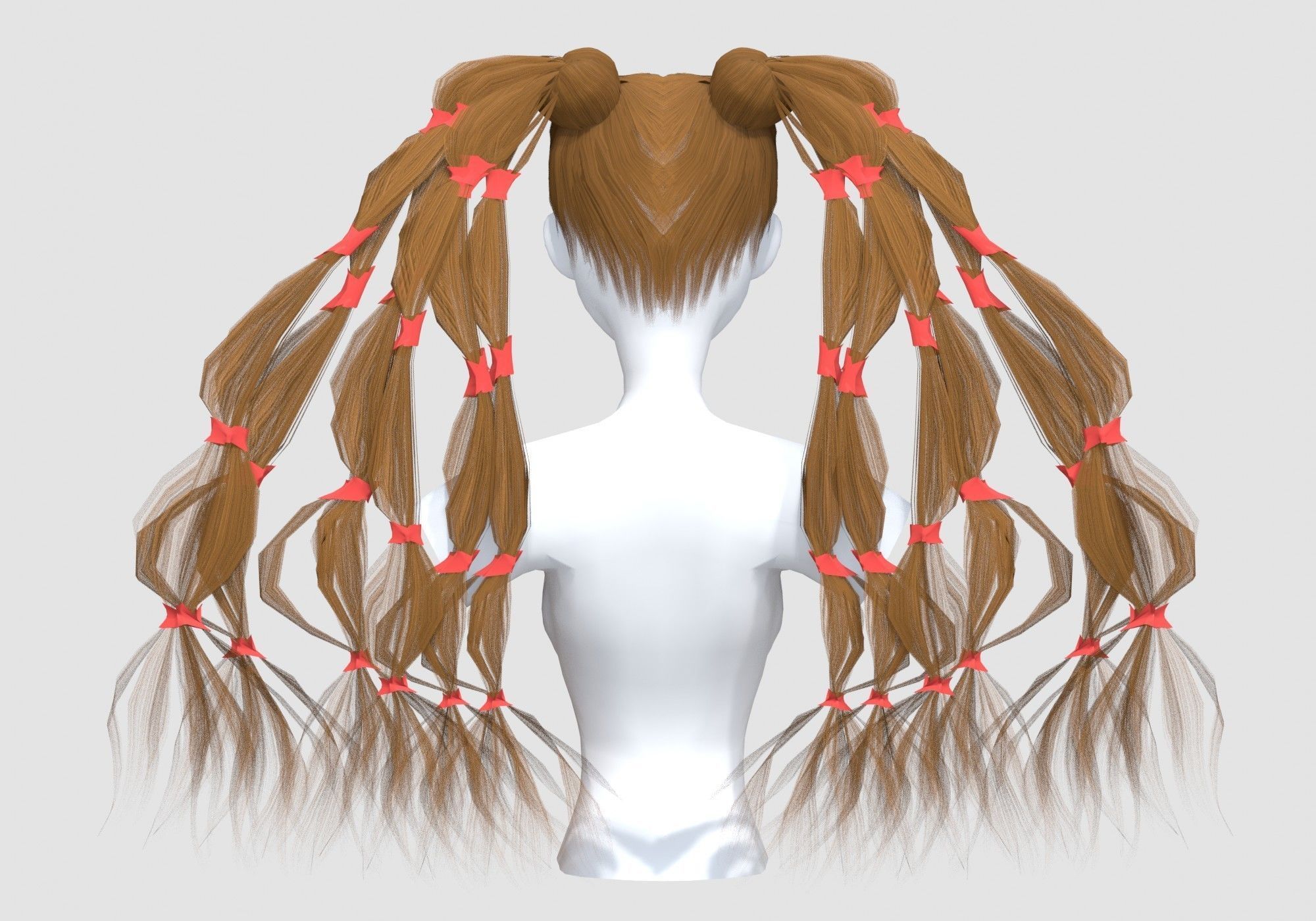 Ponytails Female Hairstyle 3D model_4
